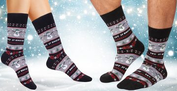 BRUBAKER Socken Weihnachtssocken für Damen und Herren (1-Paar, 1 Paar) Festliche Weihnachtsmotive - Baumwolle Socken Weihnachten