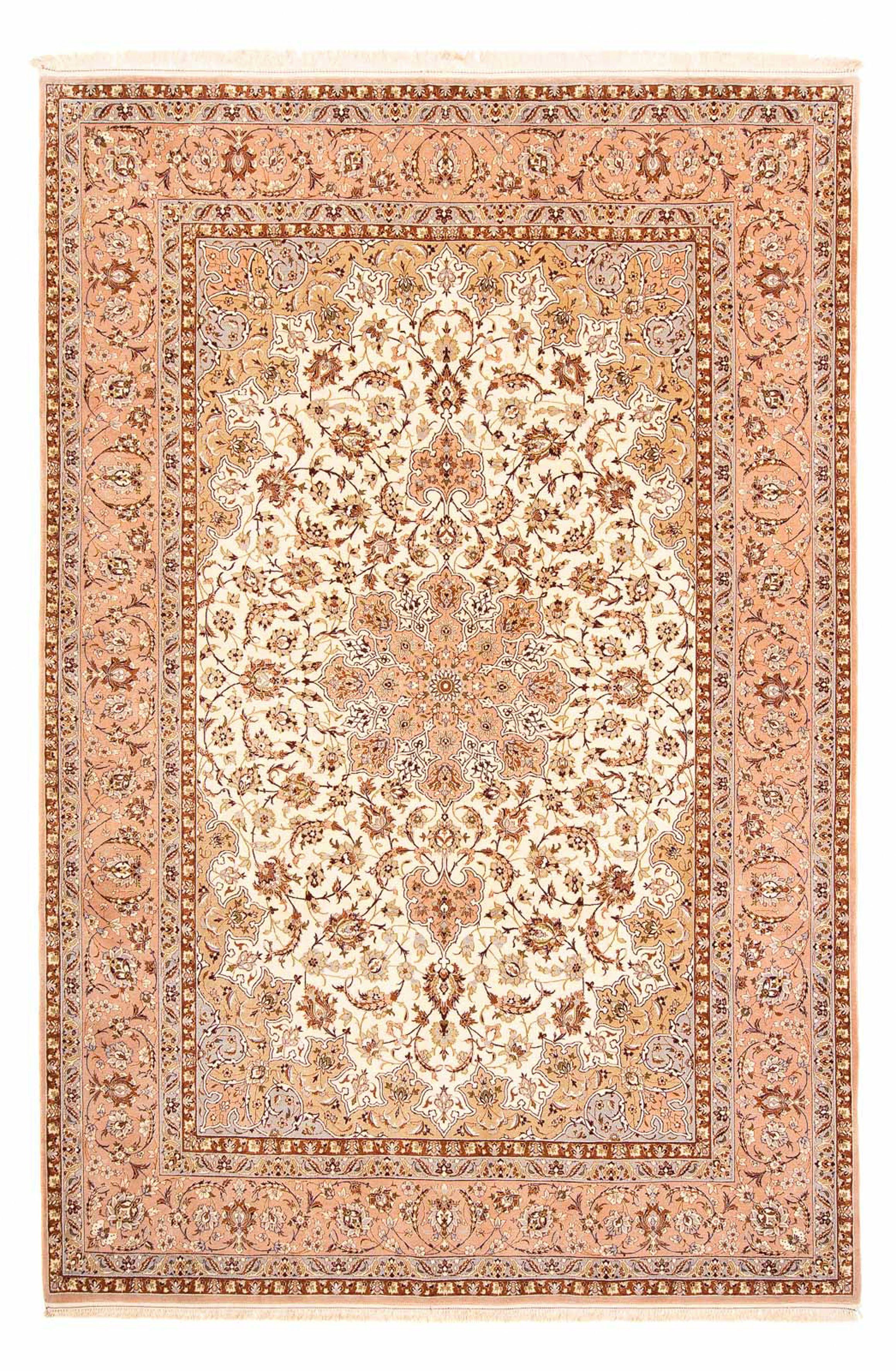 morgenland, Einzelstück - mit Perser Handgeknüpft, 6 291 - cm 200 Höhe: - Isfahan hellbraun, x mm, Wohnzimmer, Zertifikat Orientteppich - rechteckig, Premium