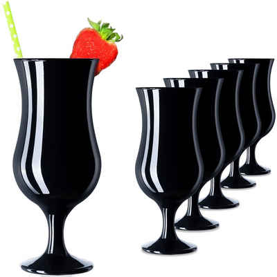 PLATINUX Cocktailglas »Schwarze Cocktailgläser«, Glas, 400ml (max. 470ml) Set (6-Teilig) Longdrinkgläser Partygläser Milkshake Glas