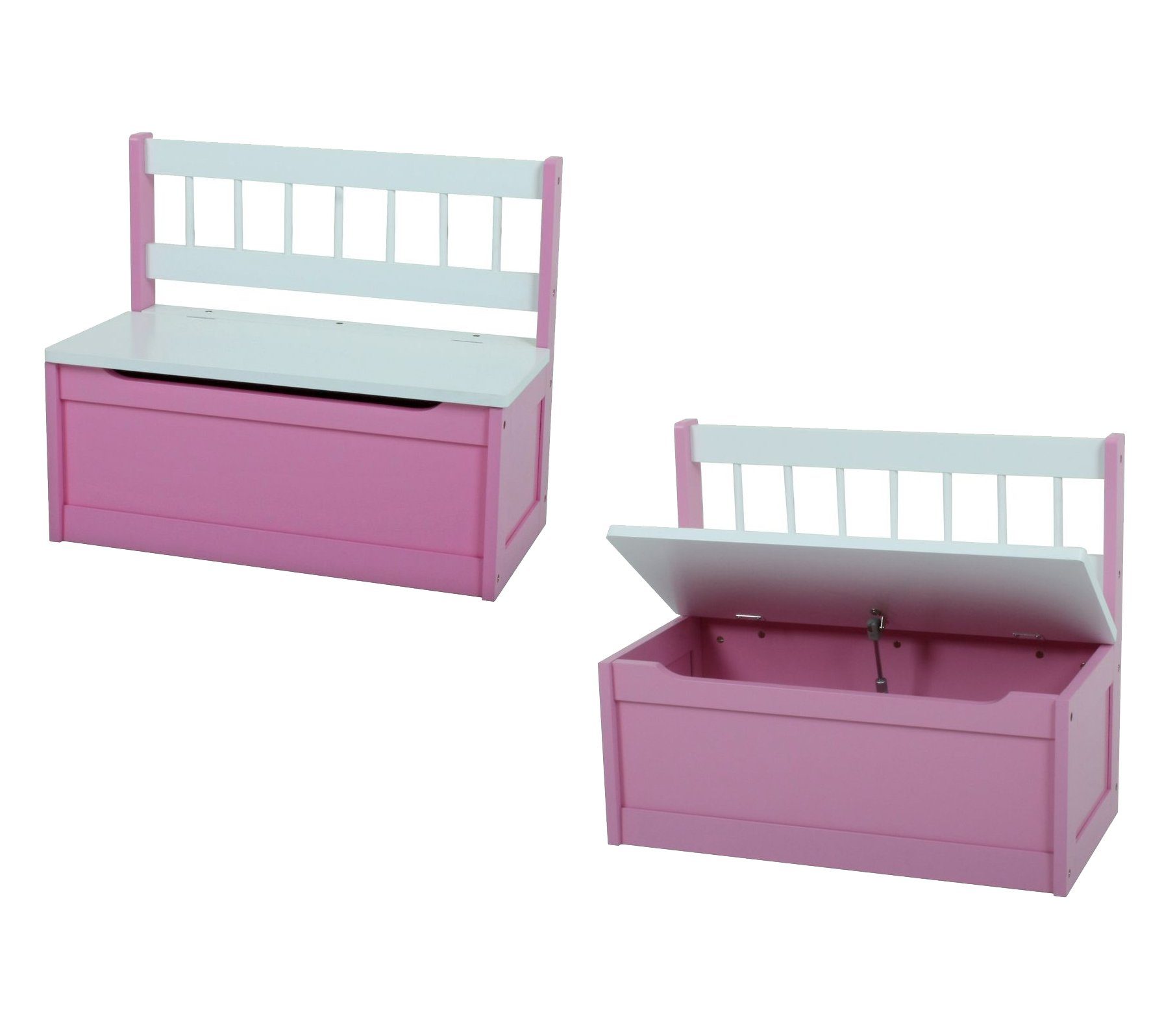 Garden Pleasure Gartenbank (2-St), 2er Set Holz Kinder Truhenbank Truhe Sitzbank Bank Spielkiste pink