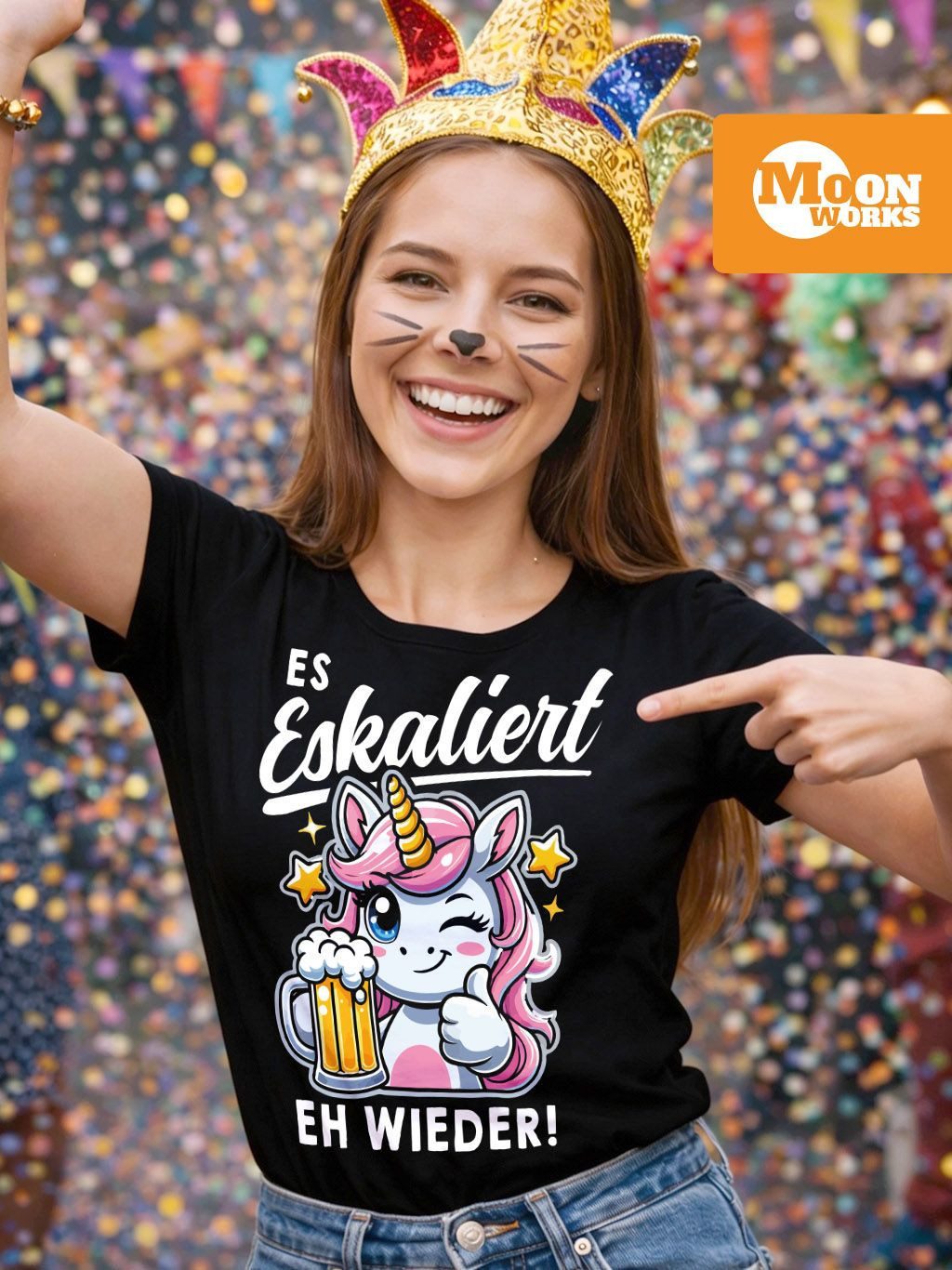 MoonWorks Print-Shirt Damen T-Shirt Spruch Es eskaliert eh Frosch Einhorn C günstig online kaufen