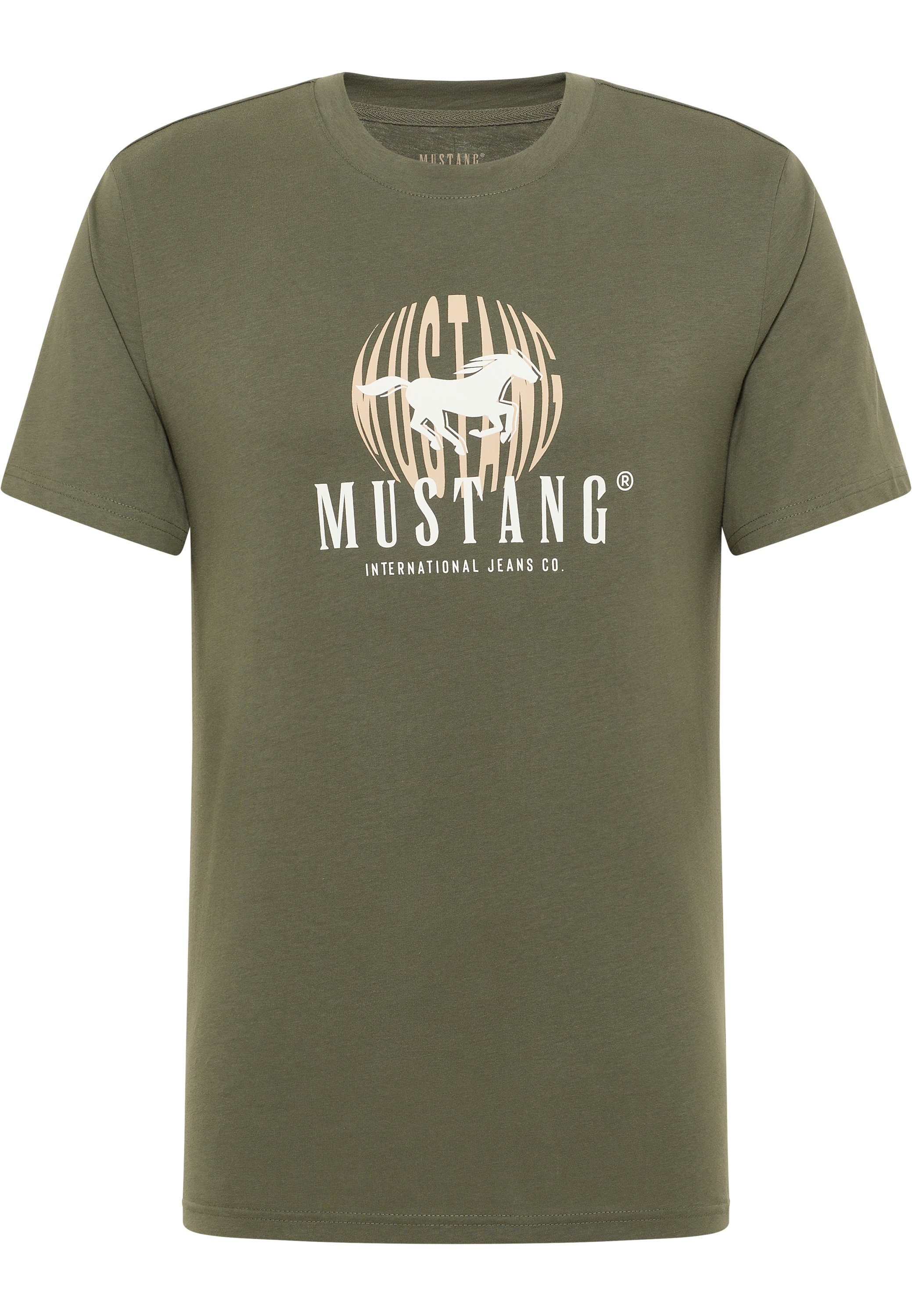 dunkelgrün Kurzarmshirt Print-Shirt Mustang MUSTANG