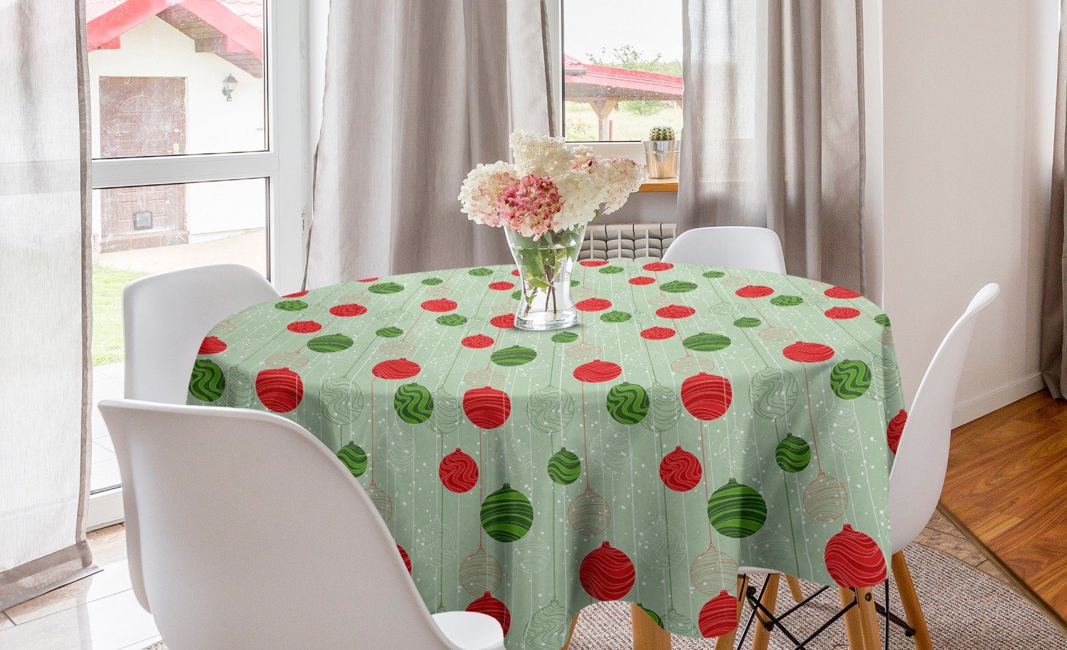 Abakuhaus Tischdecke Kreis Tischdecke Abdeckung für Esszimmer Küche Dekoration, Weihnachten Flitter Streicher