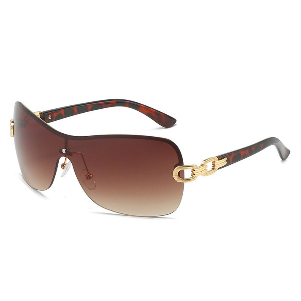 RefinedFlare Sonnenbrille Damen-Retro-Einteiler-Beach-Party-Modebrille für Radfahren und mehr Rahmenloser, umlaufender, modischer Sonnenschutz mit Farbverlauf