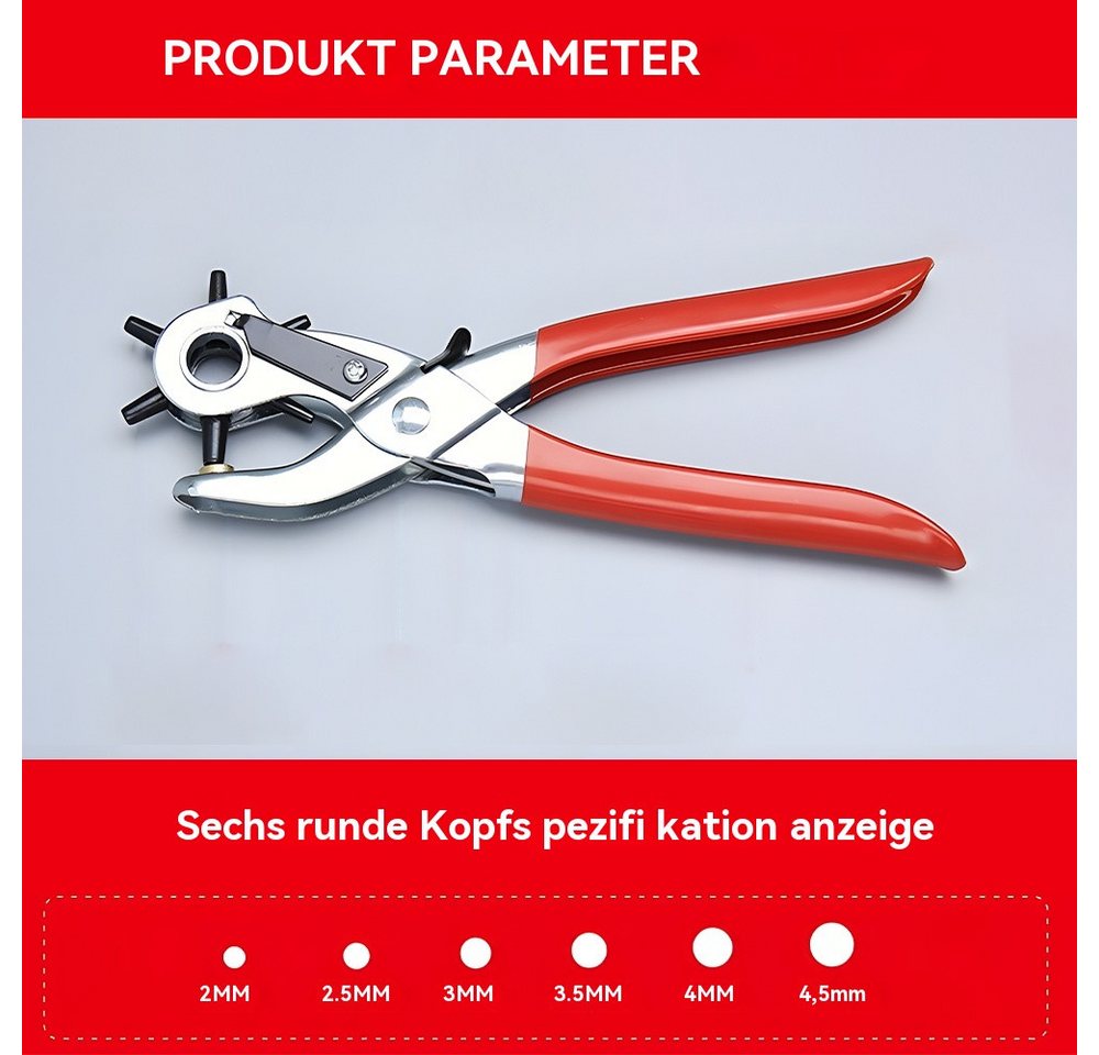 Thumbnail - PODOFO Lochzange Lochzange für Leder mit Hebelübersetzung für Gürtel, Stoff, Karton