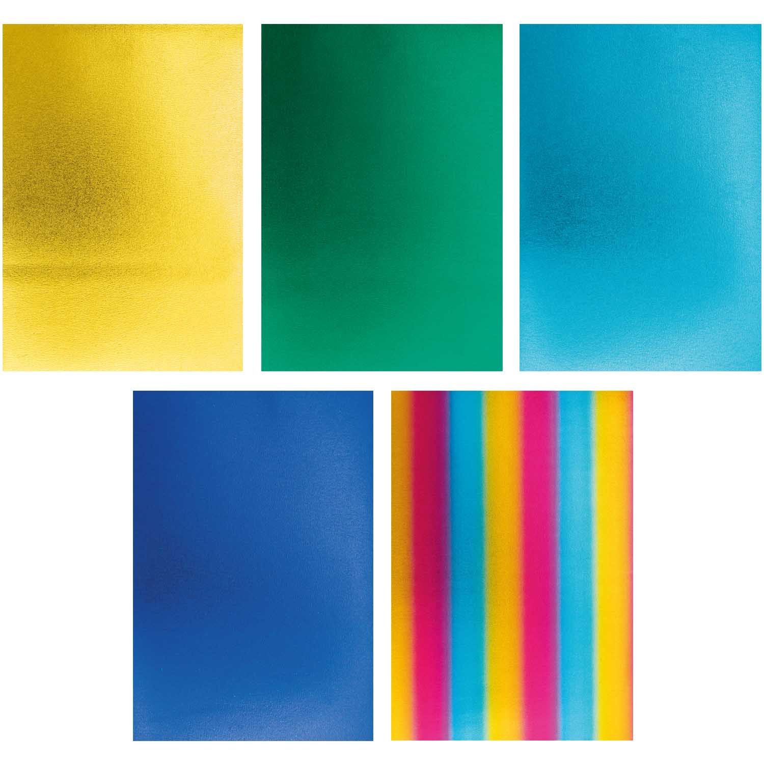 Rico Design Bastelmoos Moosgummi Metallic Set Rainbow - 10 Stück, ca. 20 X 30CM X 2MM, metallic rainbow