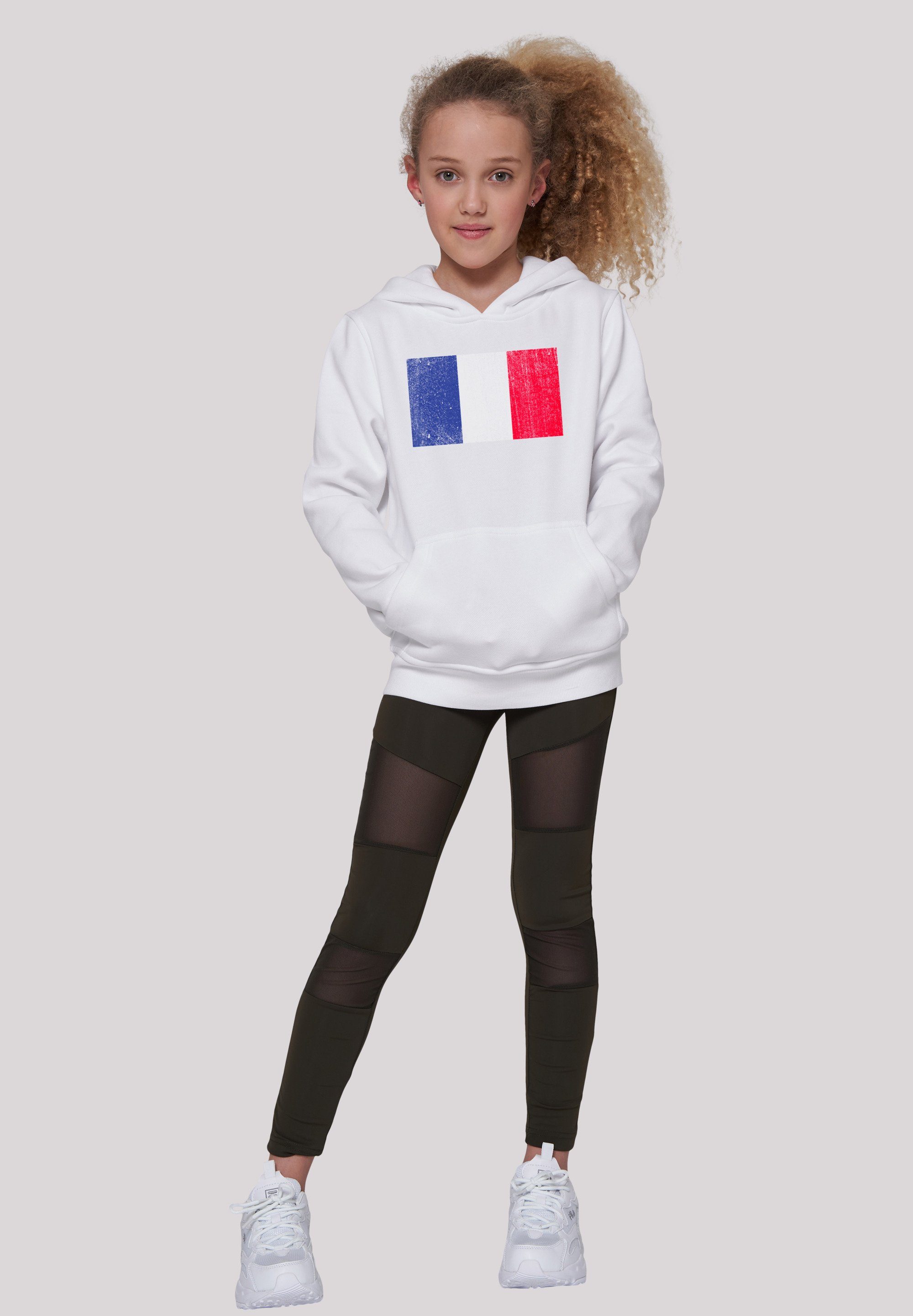 F4NT4STIC Kapuzenpullover France Frankreich Flagge Print distressed weiß