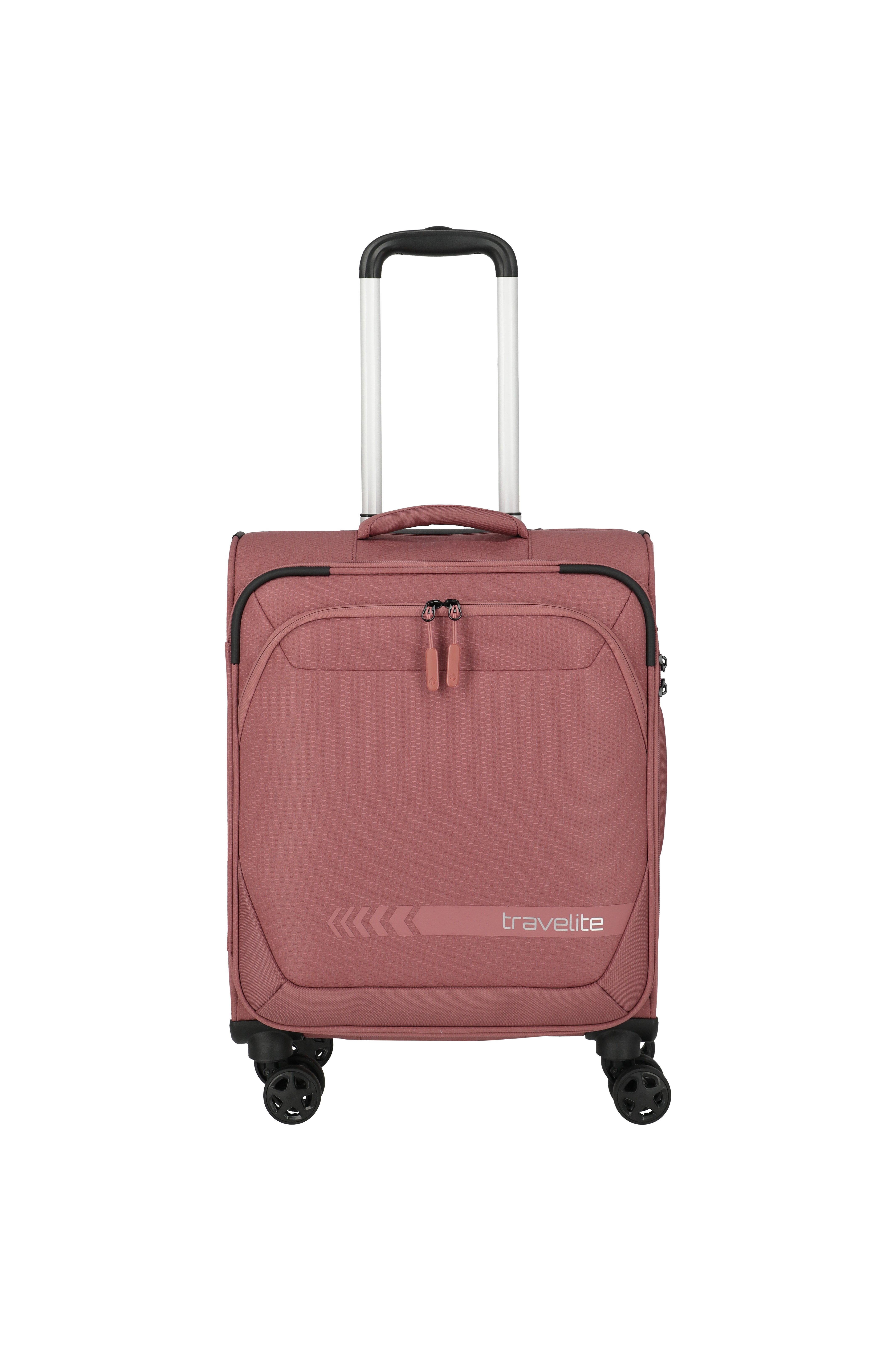 travelite Handgepäckkoffer KICK OFF Reisekoffer, 4 Rollen, 4 Doppelrollen, Außentaschen und Packgurte – leicht und robust