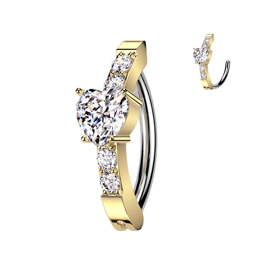 Taffstyle Bauchnabelpiercing Bauchnabelpiercing Clicker Bauchnabel Ring Kristall Herz Gold (Piercing Schmuck Stecker), Implantatqualität Bauchnabelpiercing Banane Bauchnabel