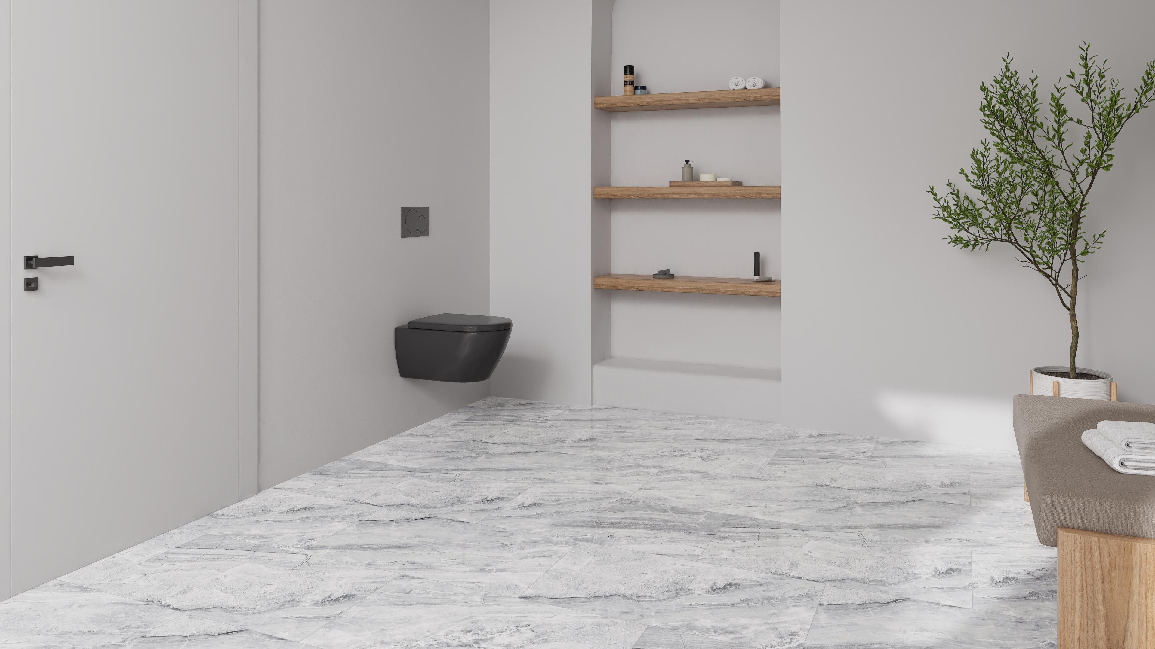 Check Vinylboden ; Klick-Vinyl >>2160 Glehner Marmor<<, Hochglanz-Fliese XL, inkl. Trittschalldämmung, In 1 Packung: 6 Paneele - 2,341m², 1 Packung: 6 Paneele - 2,341m²