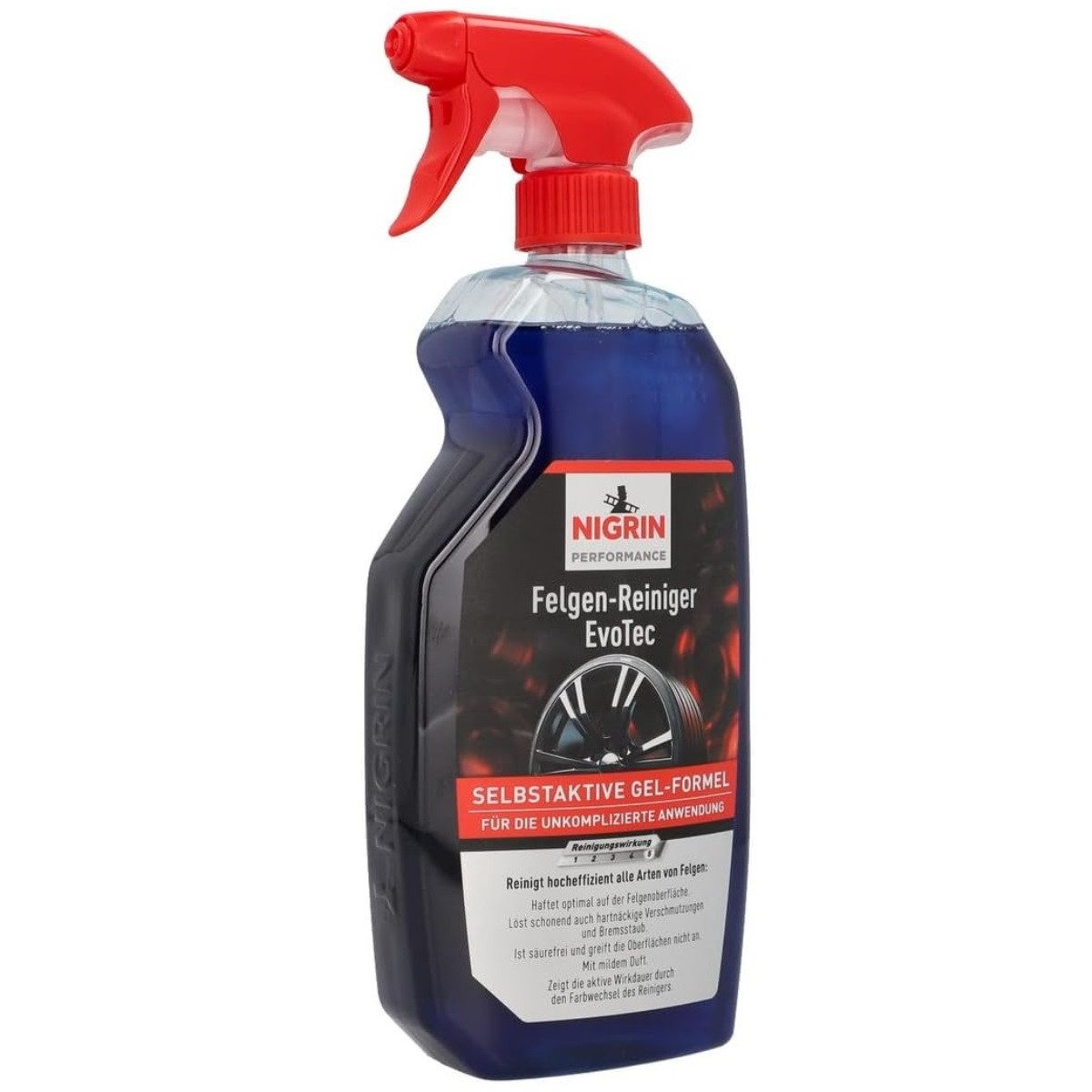 NIGRIN EvoTec Felgen-Reiniger 750ml selbstaktiv Reinigung Felgenreiniger (1-St. 1x Felgen-Reiniger 750ml Gelformel selbstaktiv Reinigung Spray Pflege Alufelgen RDKS-geeignet)