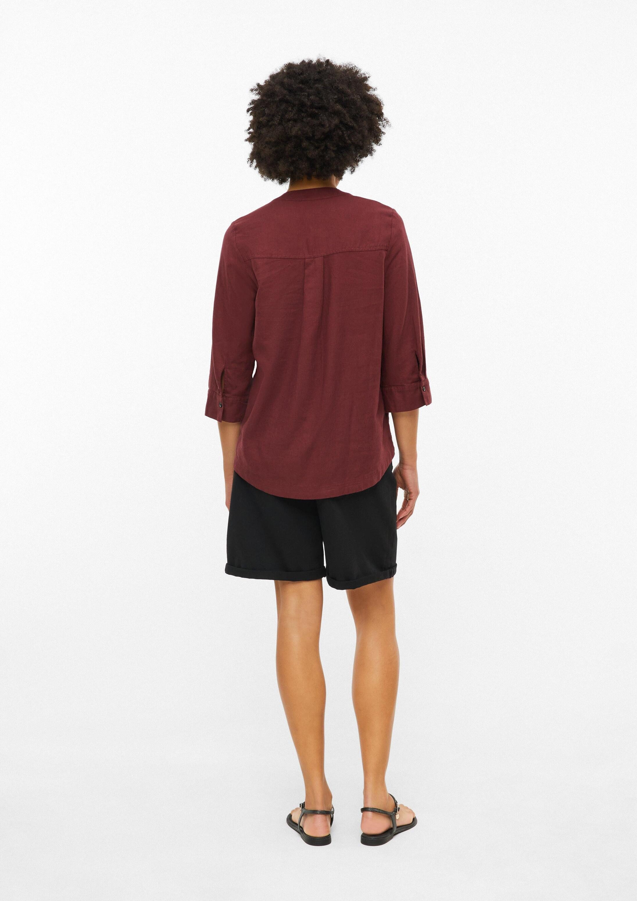 s.Oliver Kurzarmbluse Bluse Leinenmix-Bluse mit Turn-up