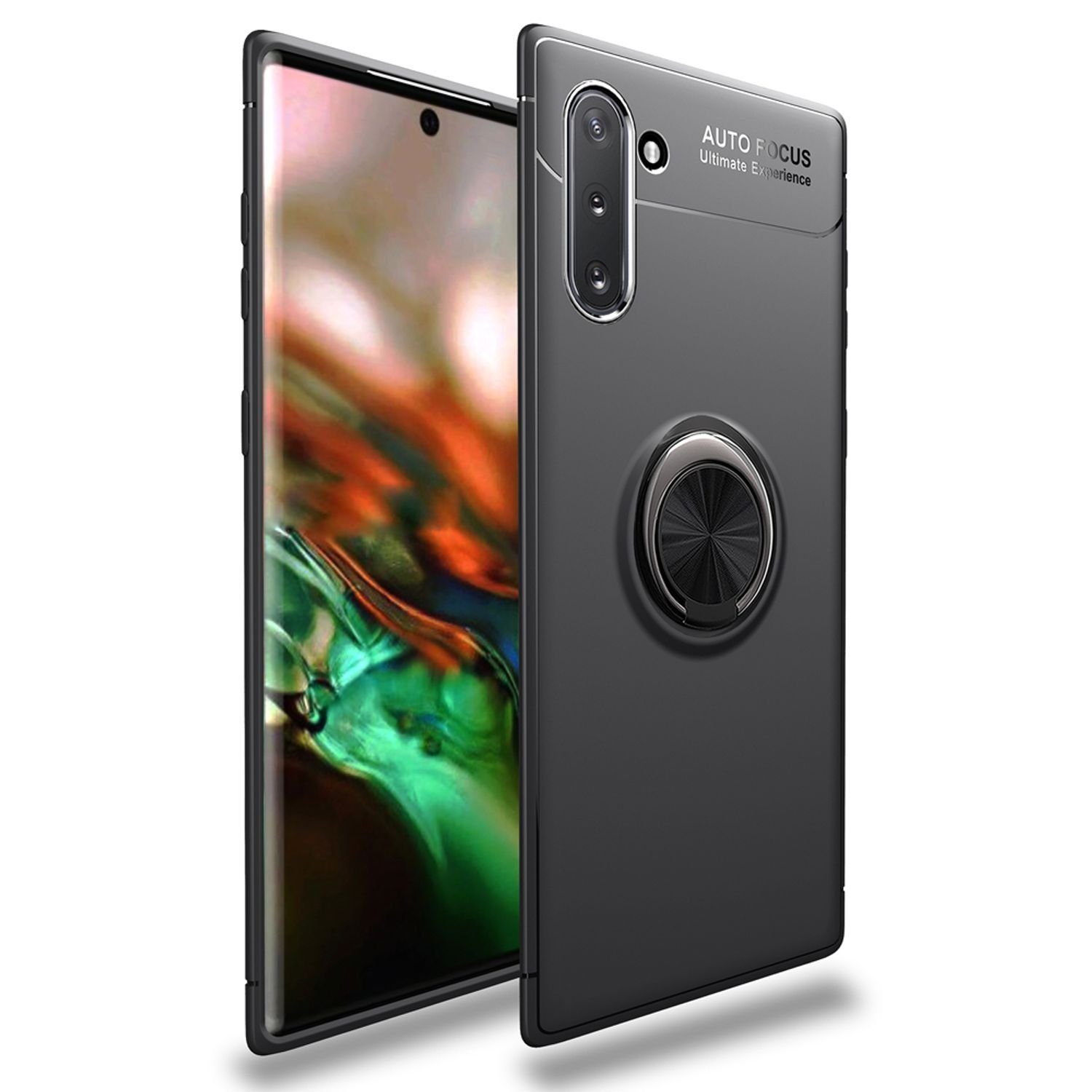 Nalia Smartphone-Hülle Samsung Galaxy Note 10, Matte Silikon Hülle mit Ring / Drehbarer Fingerhalter / Standfunktion