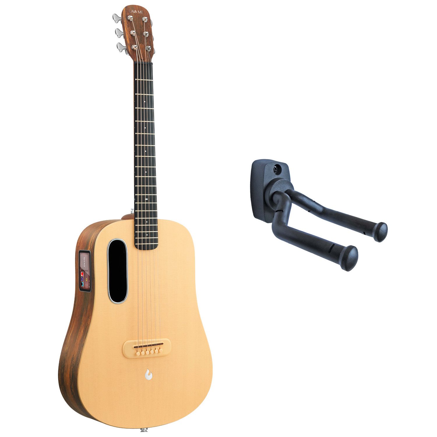 Westerngitarre Lava Music Gitarre ME4 Spruce 36 Zoll Woodgrain Brown mit Wandhalter