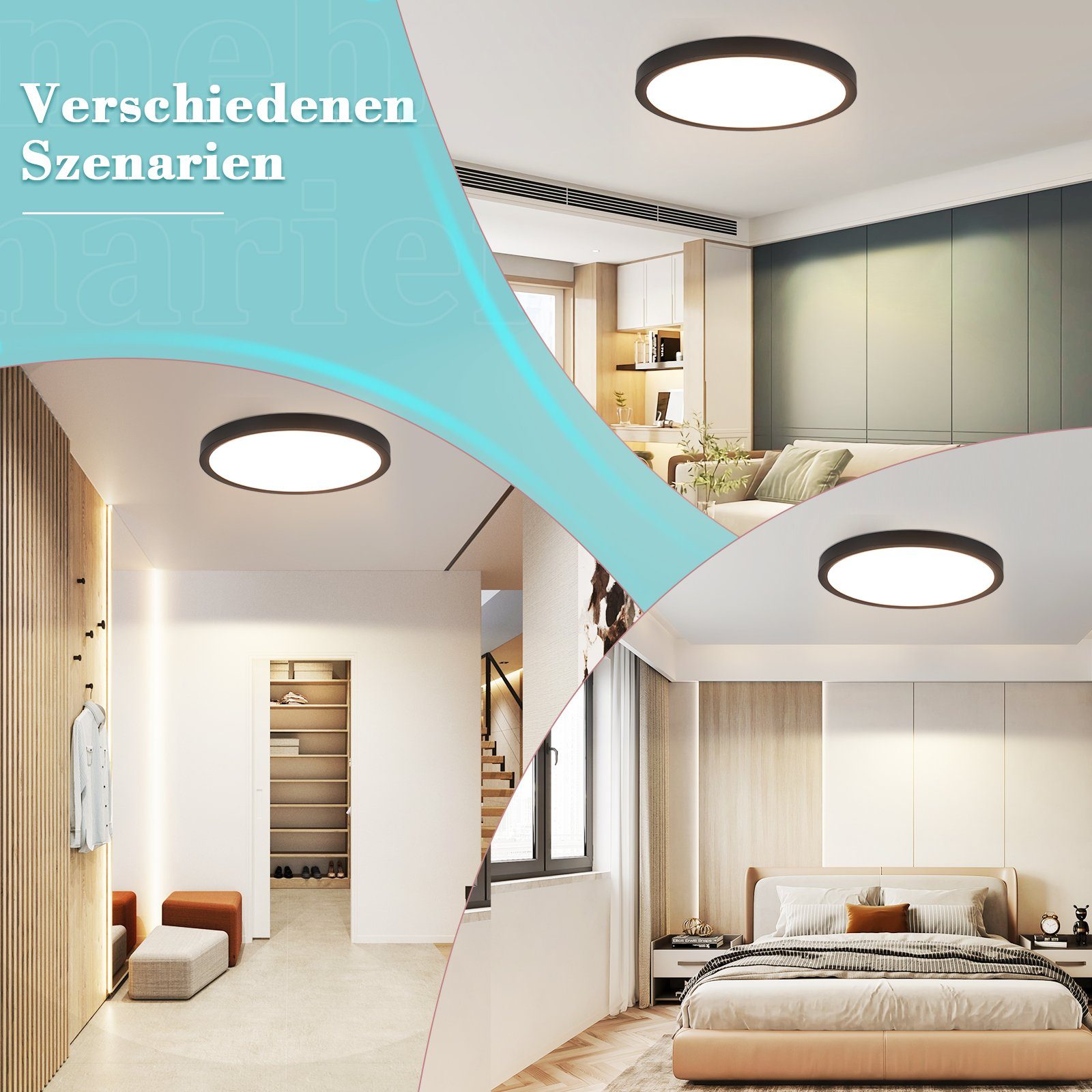 Nettlife LED Panel LED Panel 23/30CM Deckenleuchte Lampe 18/21W, LED fest integriert, Neutralweiß, Schlafzimmer Badezimmer Küche Flur