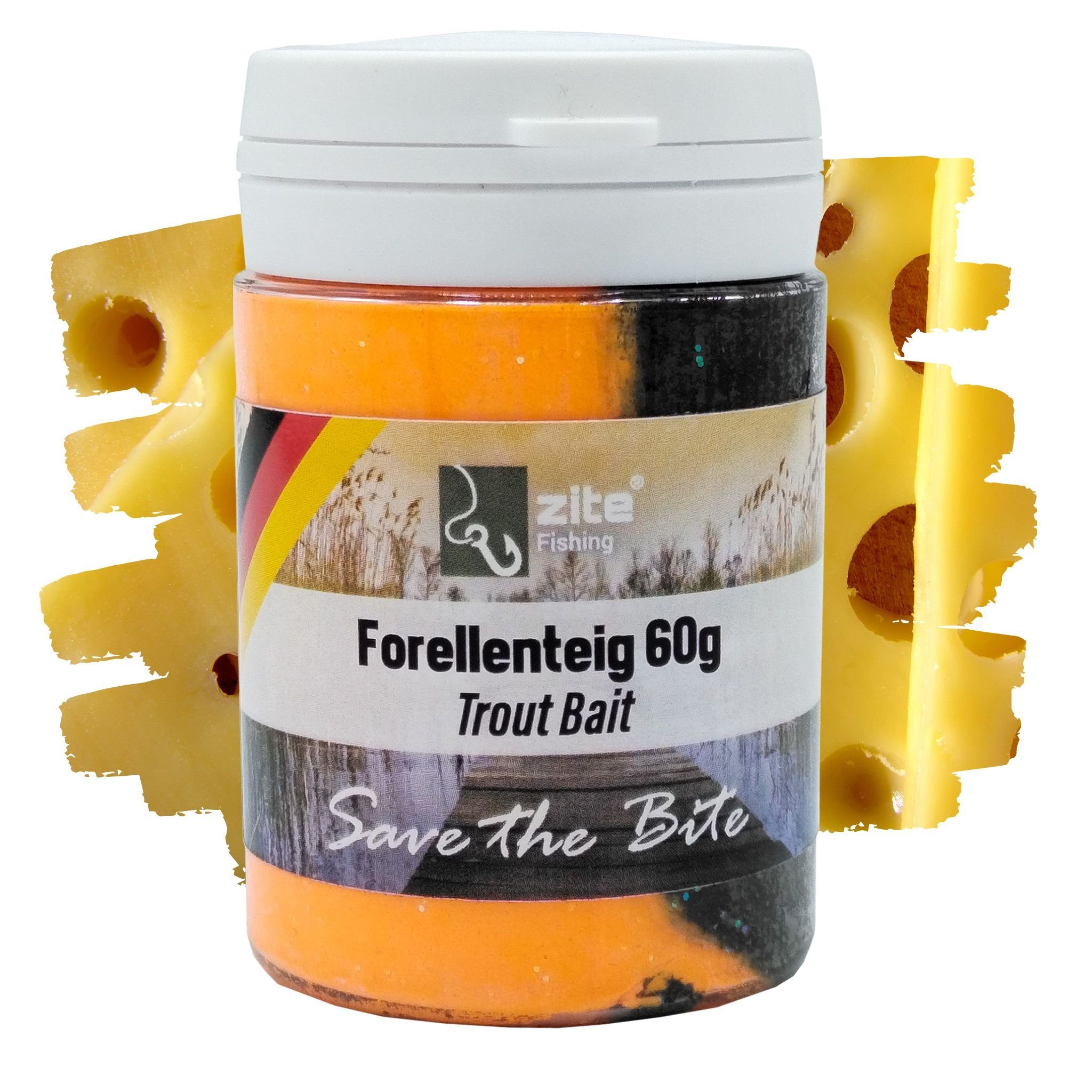 Kunstköder Forellenteig Special Edition Käse Schwarz/Orange 60g