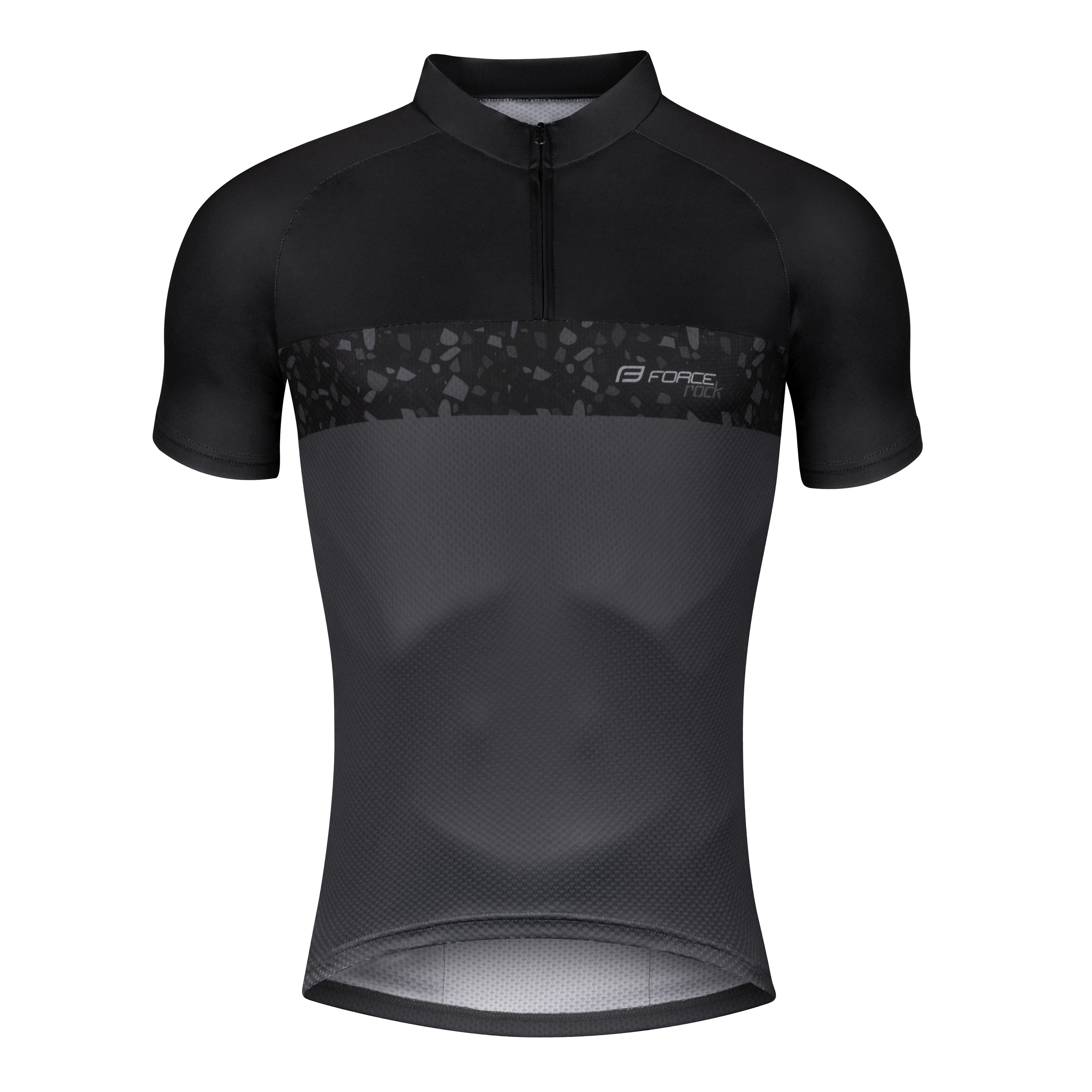 Radtrikot Jersey FORCE ROCK shirt grau-schwarz Kurzarm