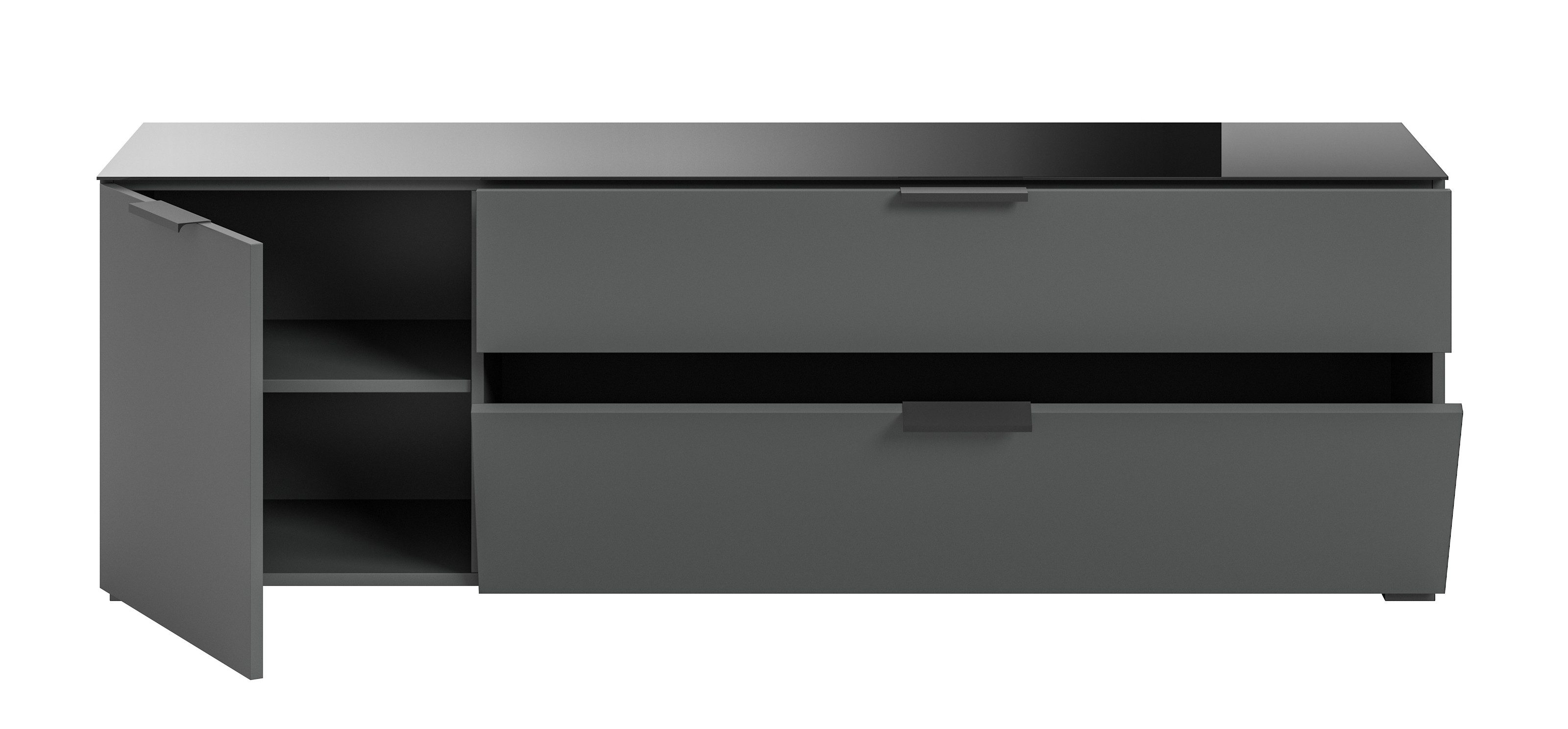 xonox.home Kommode in Anthrazit, Spannplatte/Spannplatte - 160x51x40cm (BxHxT)