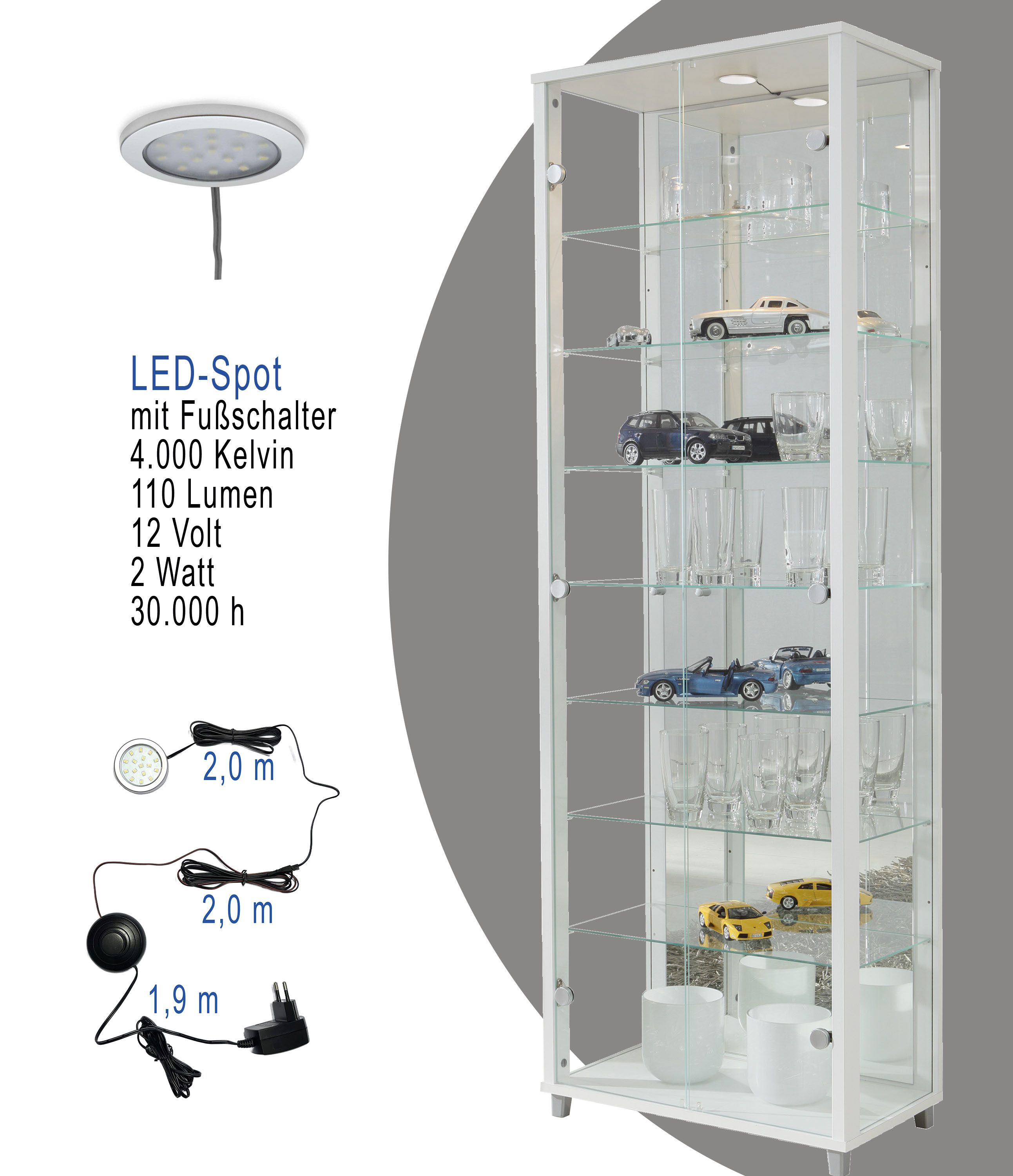 fif möbel Vitrine OPTIMA Standvitrine/Glasvitrine 2x Glastür,perfekt für Sammler,Sammlervitrine