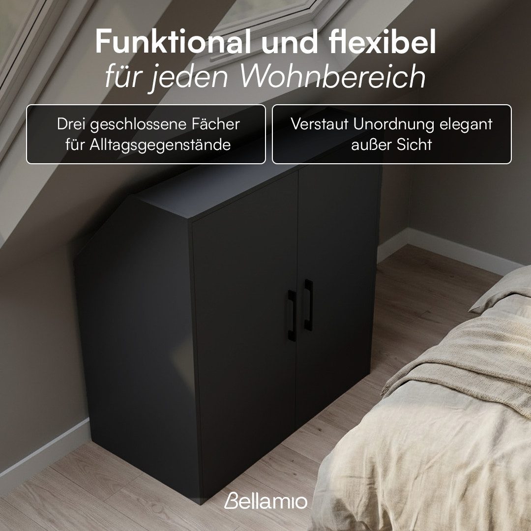 Bellamio Regal Aland Dachschrägenregal mit 45°-Winkel, Regal für Dachschrägen, Schwarz, 90 cm breit mit 2 Türen, verfügbar mit & ohne Türen – Bild 3 von 5