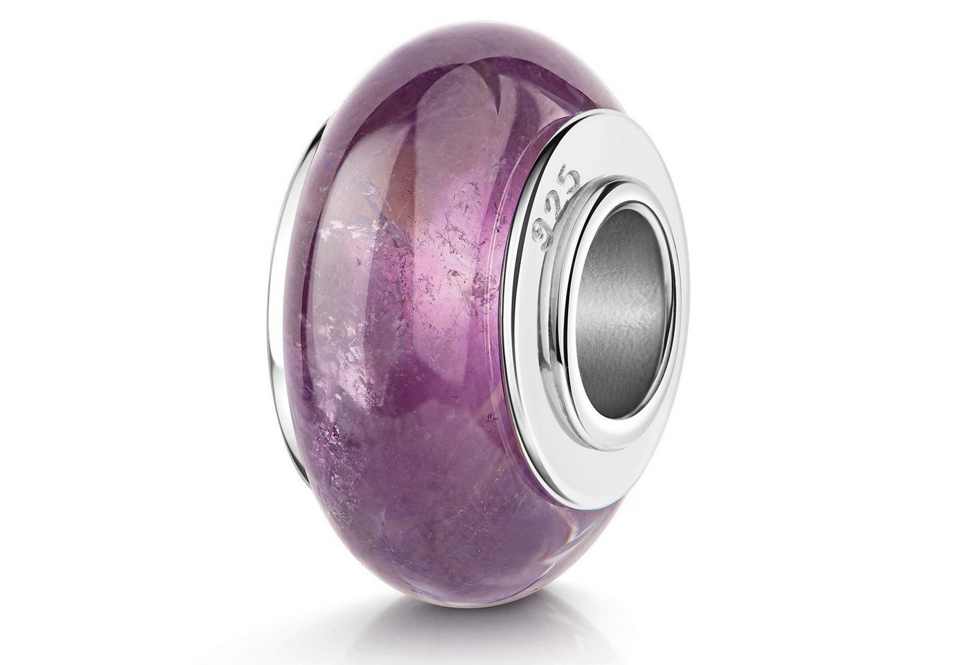 Materia Bead Naturstein Amethyst Lila 403, Kern aus 925 Sterling Silber