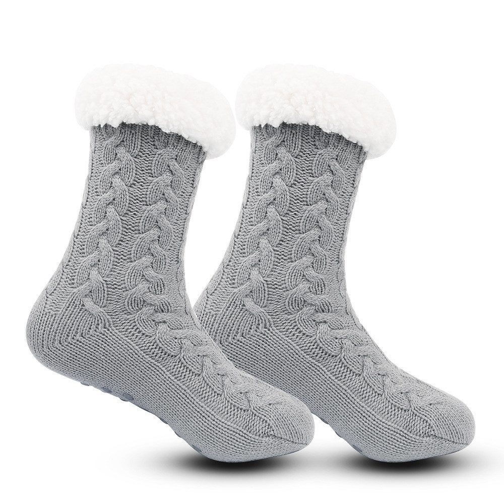 Coonoor Kuschelsocken Wintersocken Stoppersocken Weihnachtssocken Haussocken (mit Fleece Futter und ABS Anti-Rutsch-Socken Noppen) Für Herren und Damen