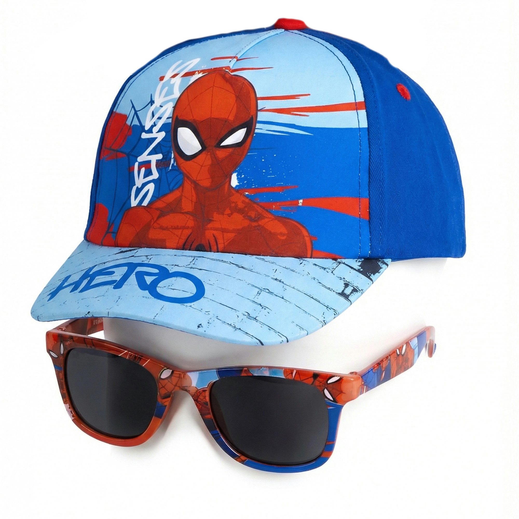 MARVEL Baseball Cap Marvel Spiderman Kinder Basecap Baseball Kappe Mütze plus Sonnenbrille (Spar-Set, 2-St) Gr. 53