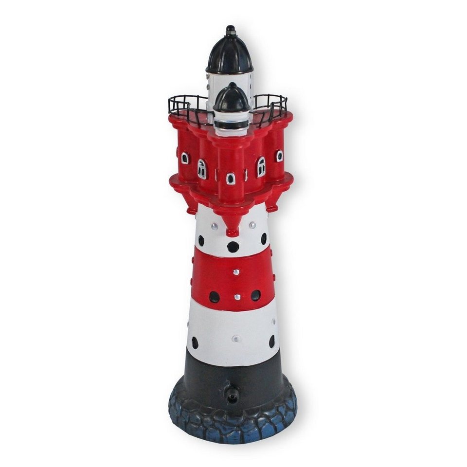 colourliving Dekofigur Leuchtturm Roter Sand Deko Leuchtturm LED Licht (33  cm, Maritime Dekoration)