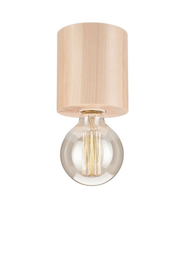 Licht-Erlebnisse Deckenleuchte DIOLA, ohne Leuchtmittel, Kleine Deckenlampe  Holz minimalistisch Flur Wohnzimmer Lampe