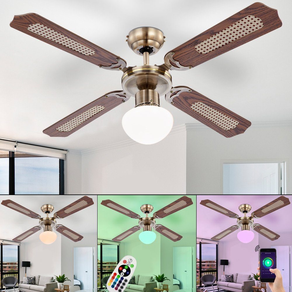 Smart Home RGB LED Decken Ventilator Luft Kühler Alexa Google App Lampe dimmbar 