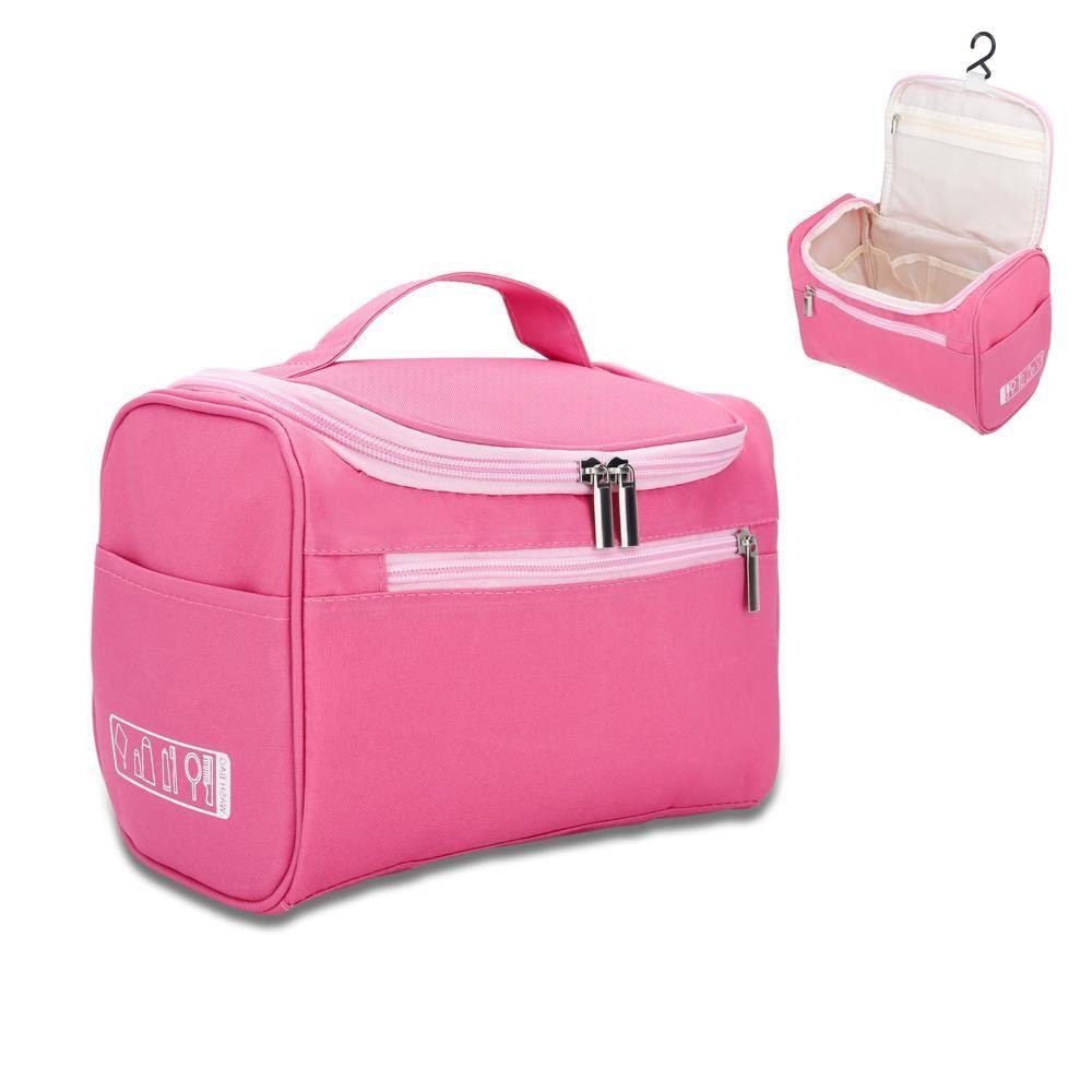 Intirilife Kosmetiktasche (Tragbare Kosmetiktasche in PINK), Koffer Kulturbeutel mit Tragegriff Rosa