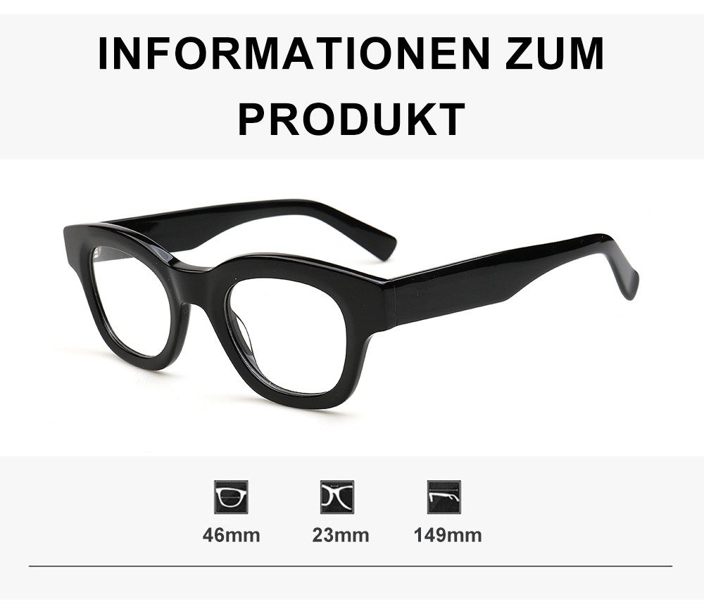 PACIEA Brillengestell Damen Herren Ohne Sehstärke Anti Blaulicht Rundrahmen Breite Bügel