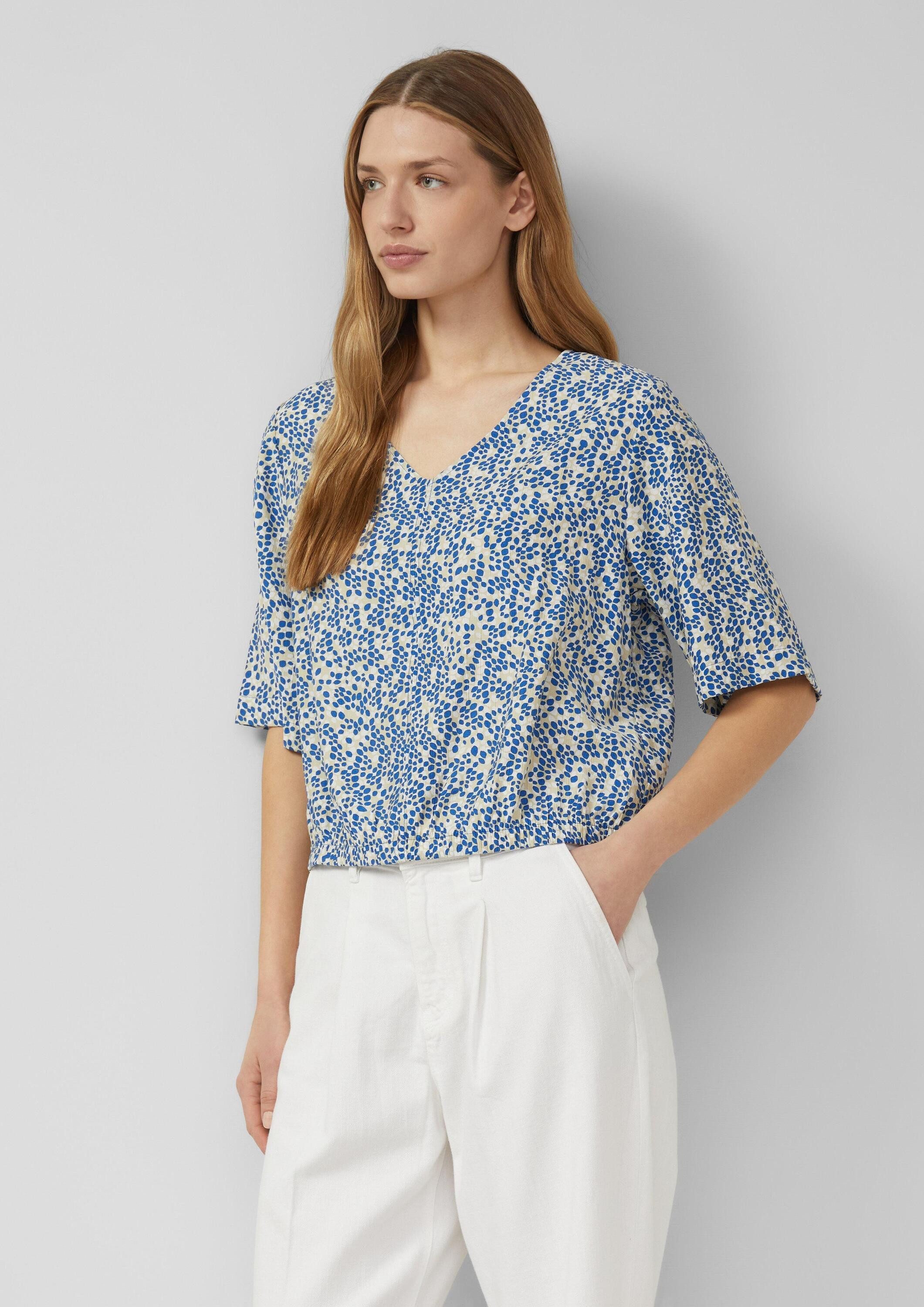 s.Oliver Kurzarmbluse Bluse Strukturierte Bluse im O-Shape