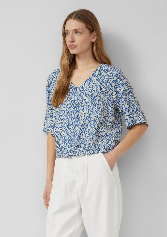 s.Oliver Kurzarmbluse Bluse Strukturierte Bluse im O-Shape