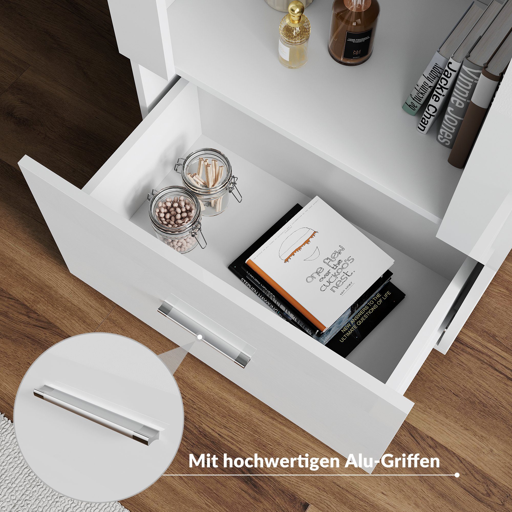 SONNI Glasvitrine Glasvitrinen mit led beleuchtung,55x35x172cm,weiB hochglanz Modern