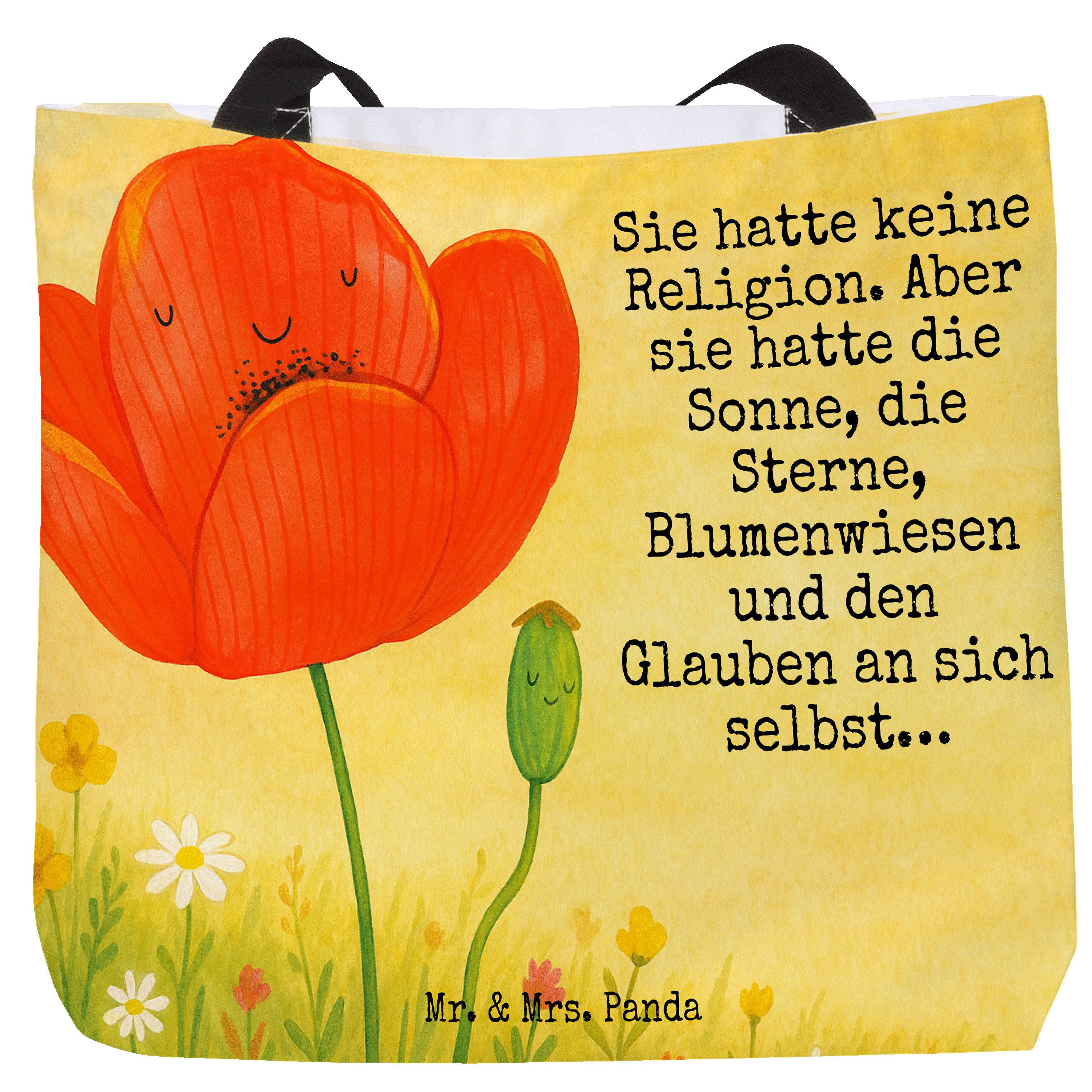 Mr. & Mrs. Panda Shopper Blume Mohnblume Design, Reisetasche, Weiß, Garten, Religion, Laptopta (Packung), Einkaufstasche Schulbeutel Garten