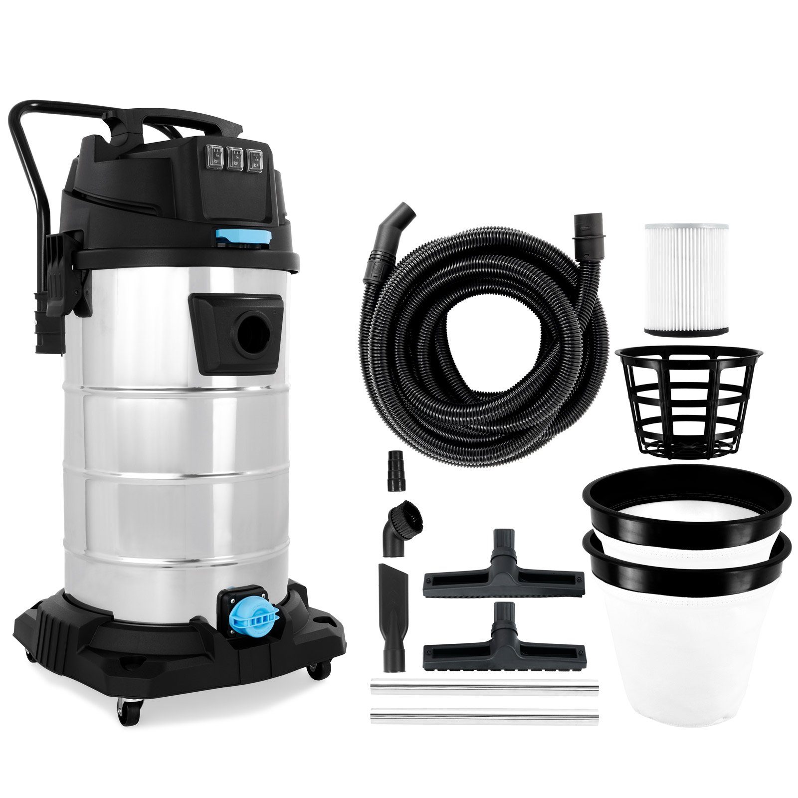 BAUTEC Промышленный пылесос 80 L » Set inkl. 10m Schlauch, Düsen- & Filterset » Пылесос для сухой и влажной уборки, 3400 W