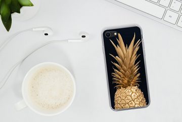 MuchoWow Handyhülle Ananas - Gold - Farbe - Schwarz - Obst - Luxus, Handyhülle Apple iPhone 8, Smartphone-Bumper, Print, Handy Schutzhülle