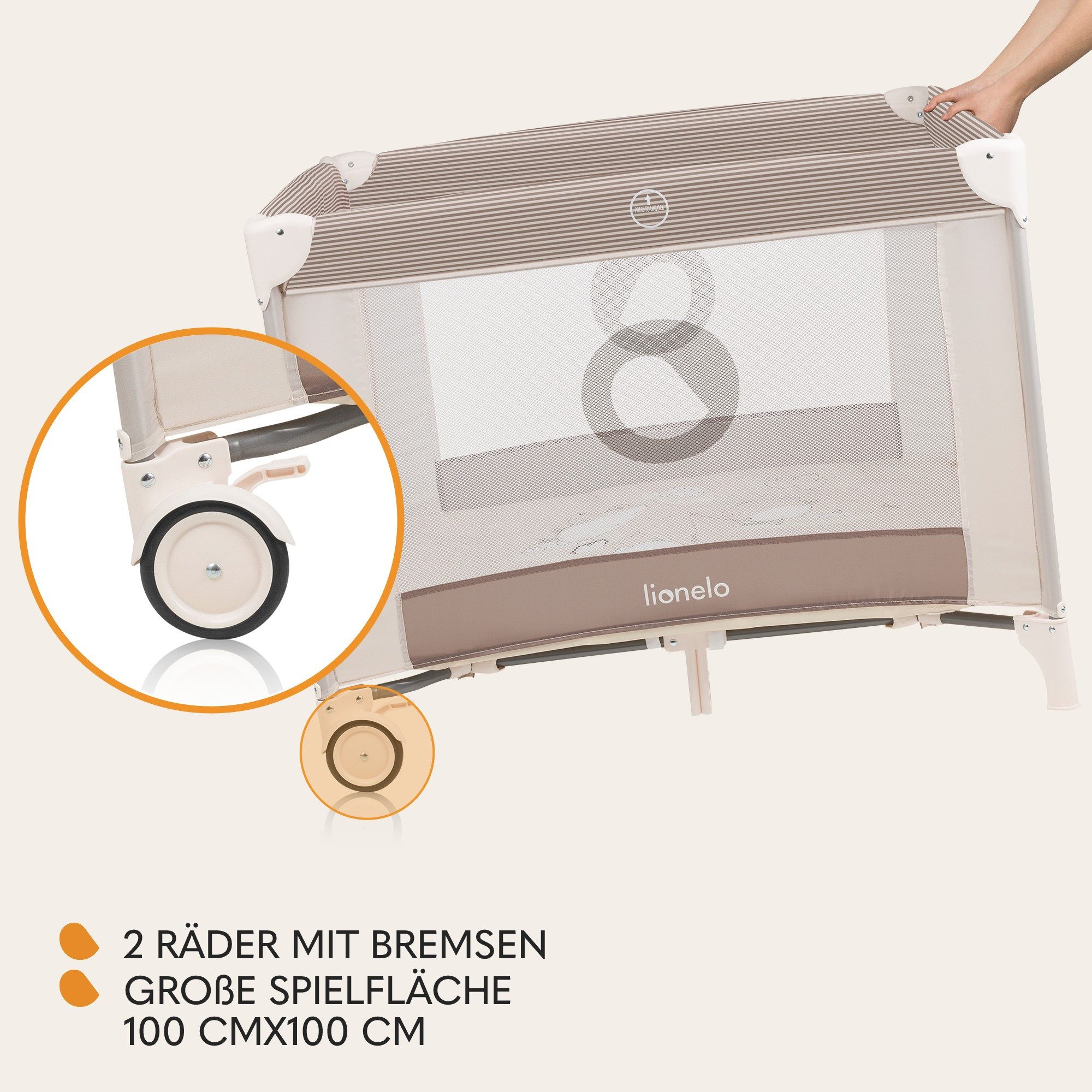 lionelo Laufgitter BONNIE (Set), Große Fläche, Seiteneingang, leicht klappbar, Transporttasche – Bild 5 von 5