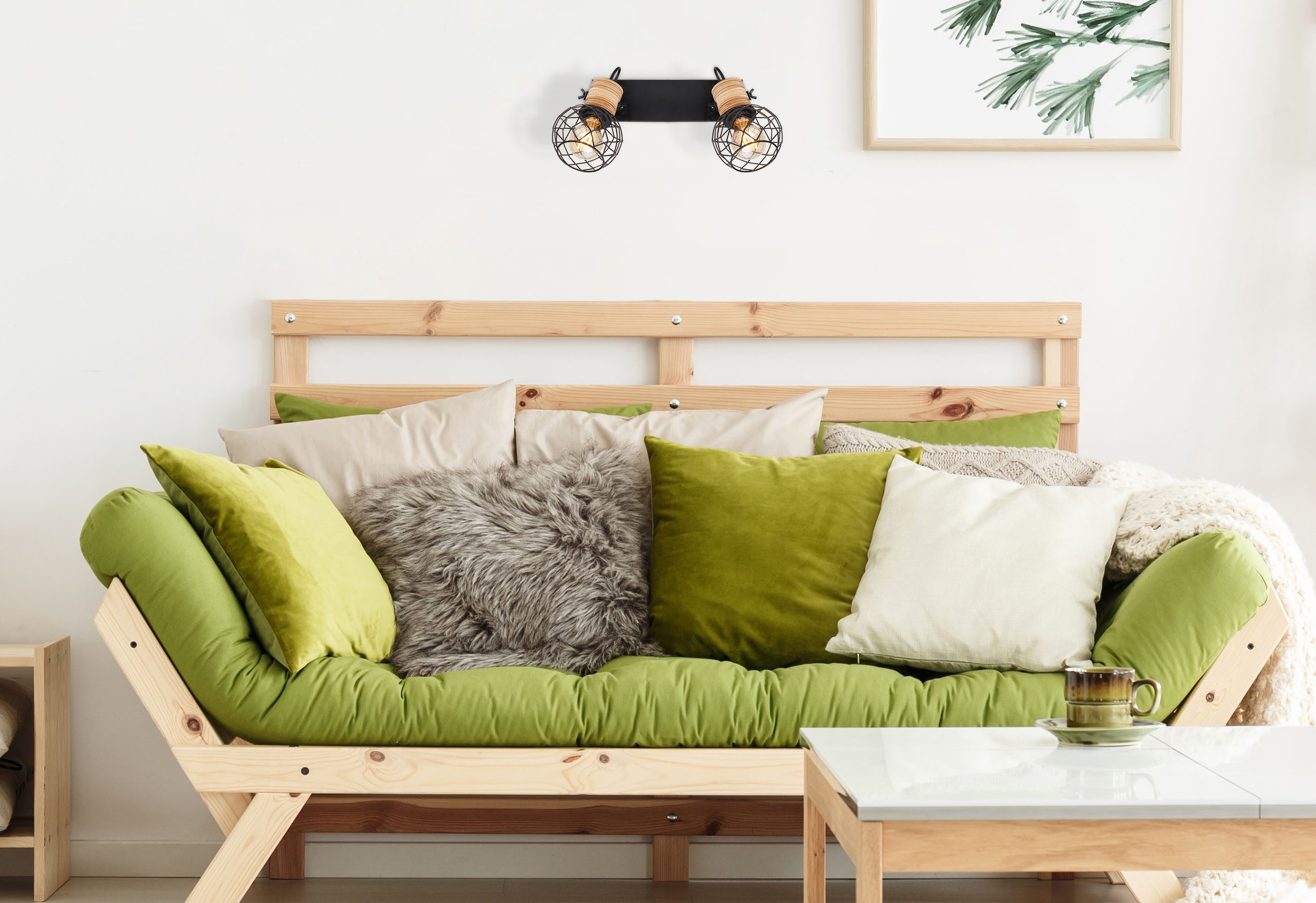 GLOBO LIGHTING Deckenstrahler LACKY, ohne Leuchtmittel, Deckenspot/schwarz/MDF braun/ Flur/Wohnzimmer/Schlafzimmer