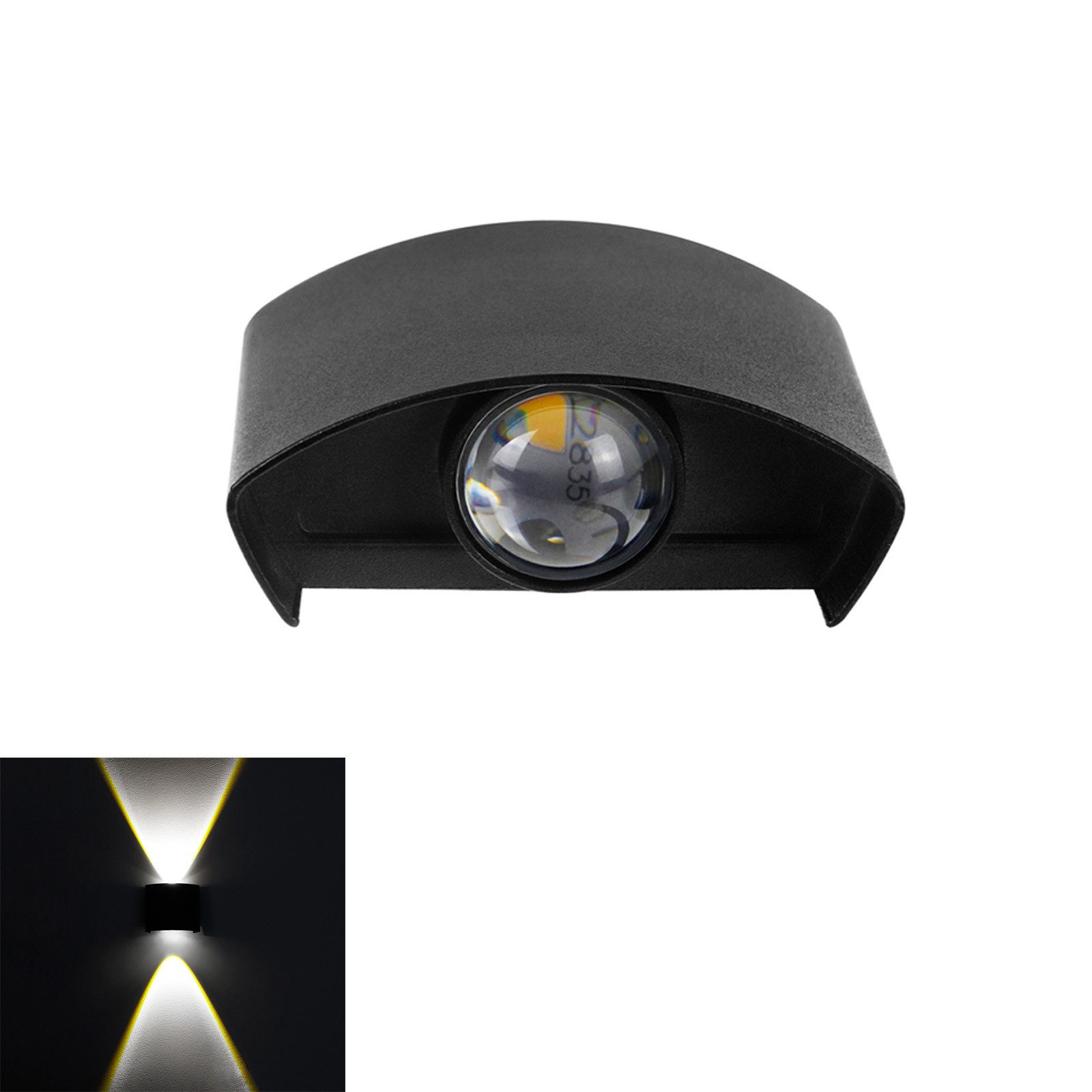 MUPOO LED Wandstrahler LED Wandleuchte Auf&Ab Wand Strahler Aluminium Wandlamp Hügel Spotlamp, 2 W, LED fest integriert, Up Down Wandstrahler