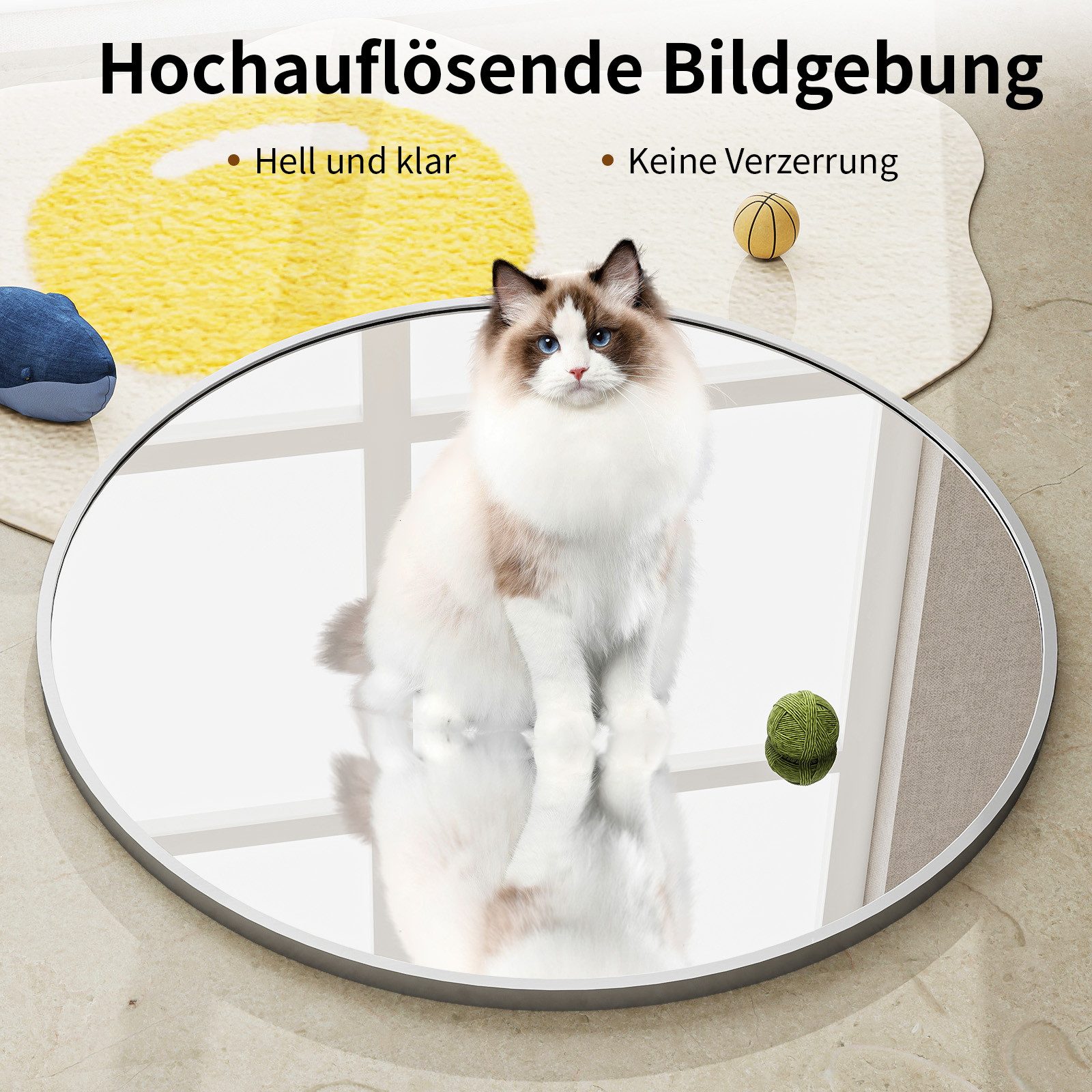 Koonmi Wandspiegel Silberner runder Badezimmerspiegel