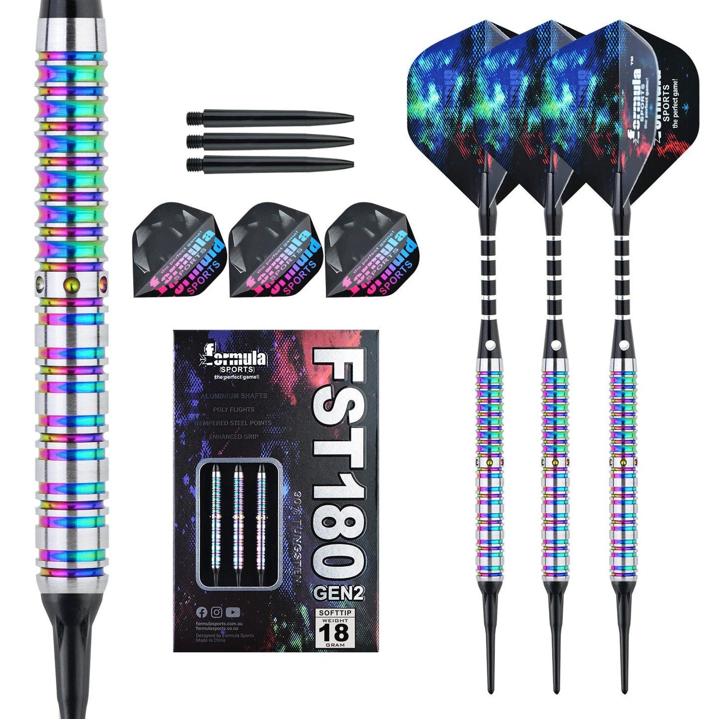 Dartpfeil Rainbow FST180 GEN2 Softtip Dartset 18g Softdarts