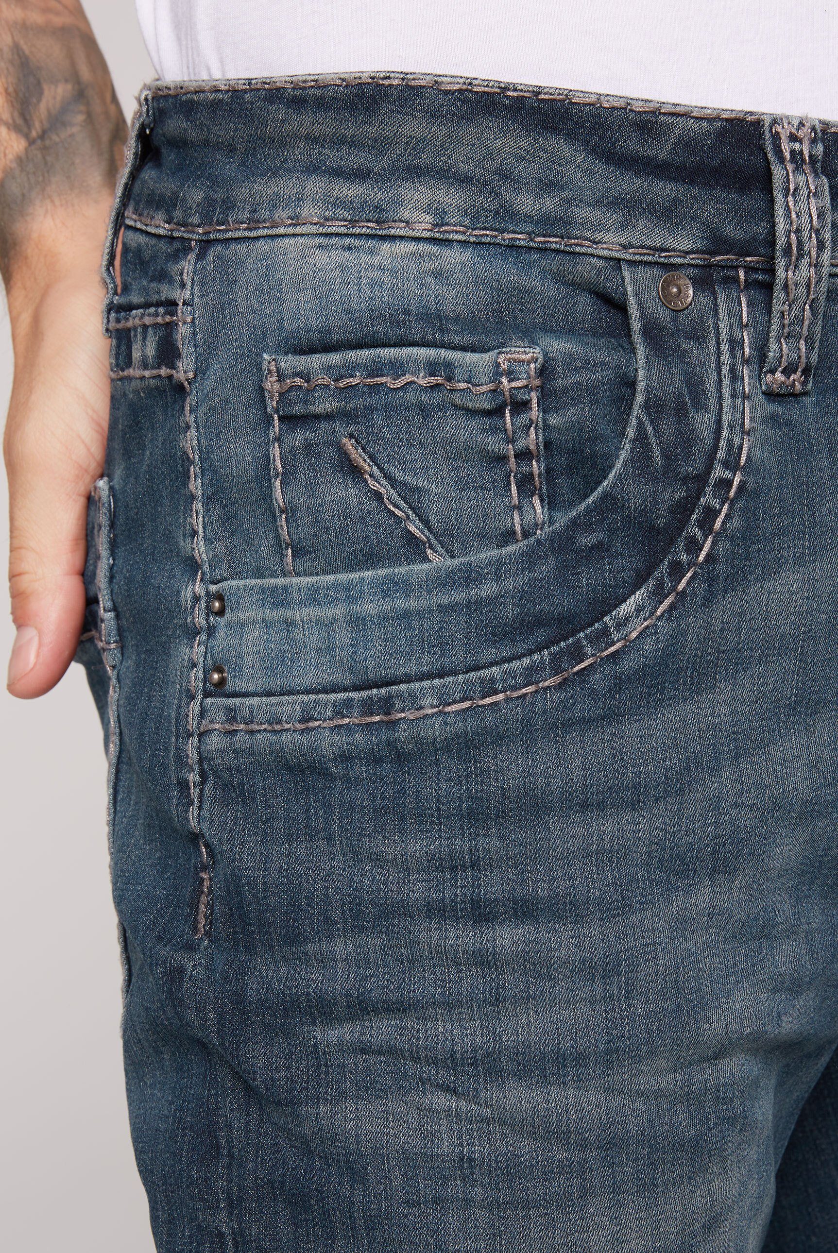 mit Leibhöhe Regular-fit-Jeans CAMP DAVID normaler