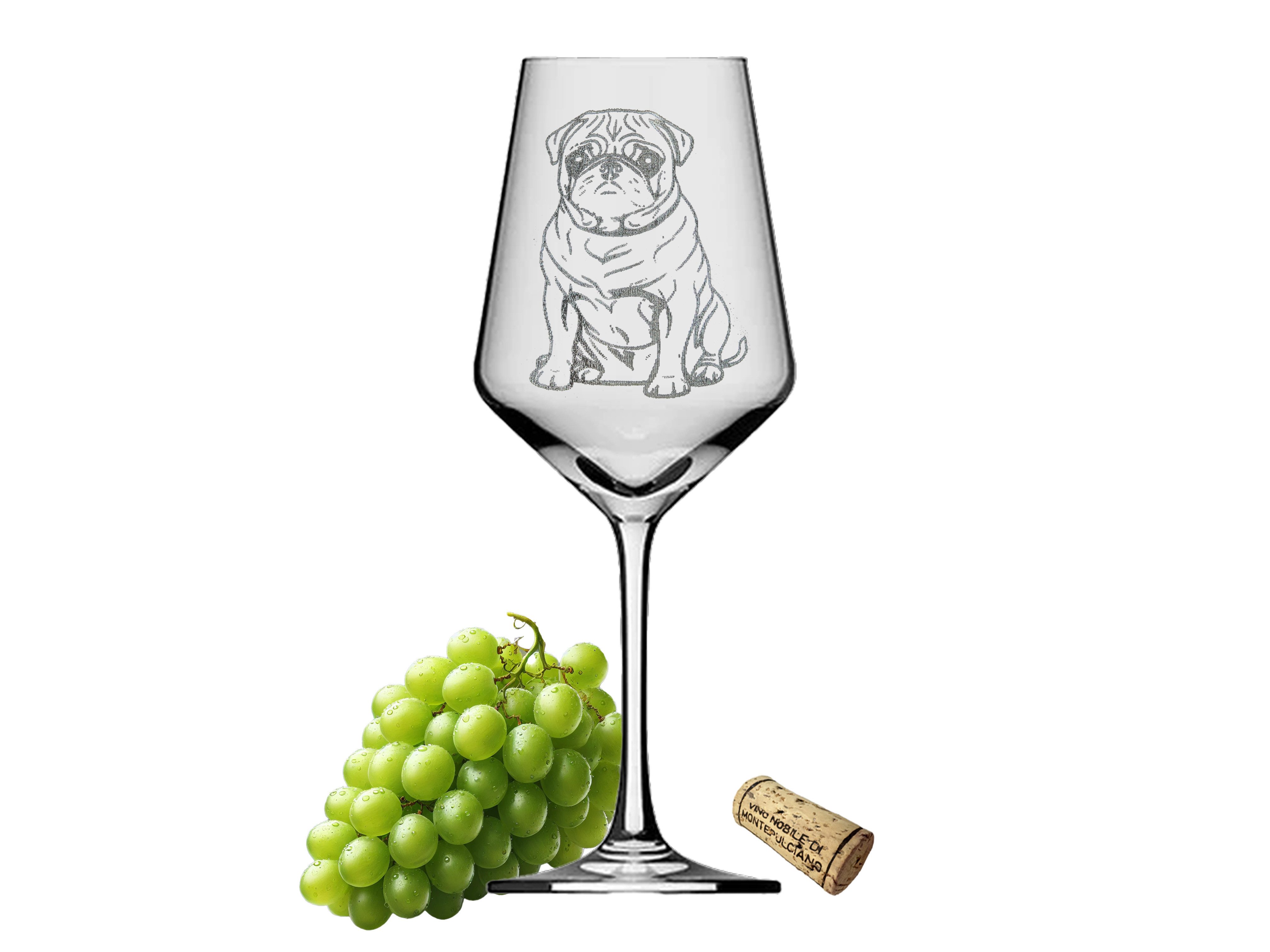eXODA Weinglas Motiv Mops – Ein kunstvolles Meisterwerk für Genießer, 1-tlg., Glas, Atemberaubende Darstellung