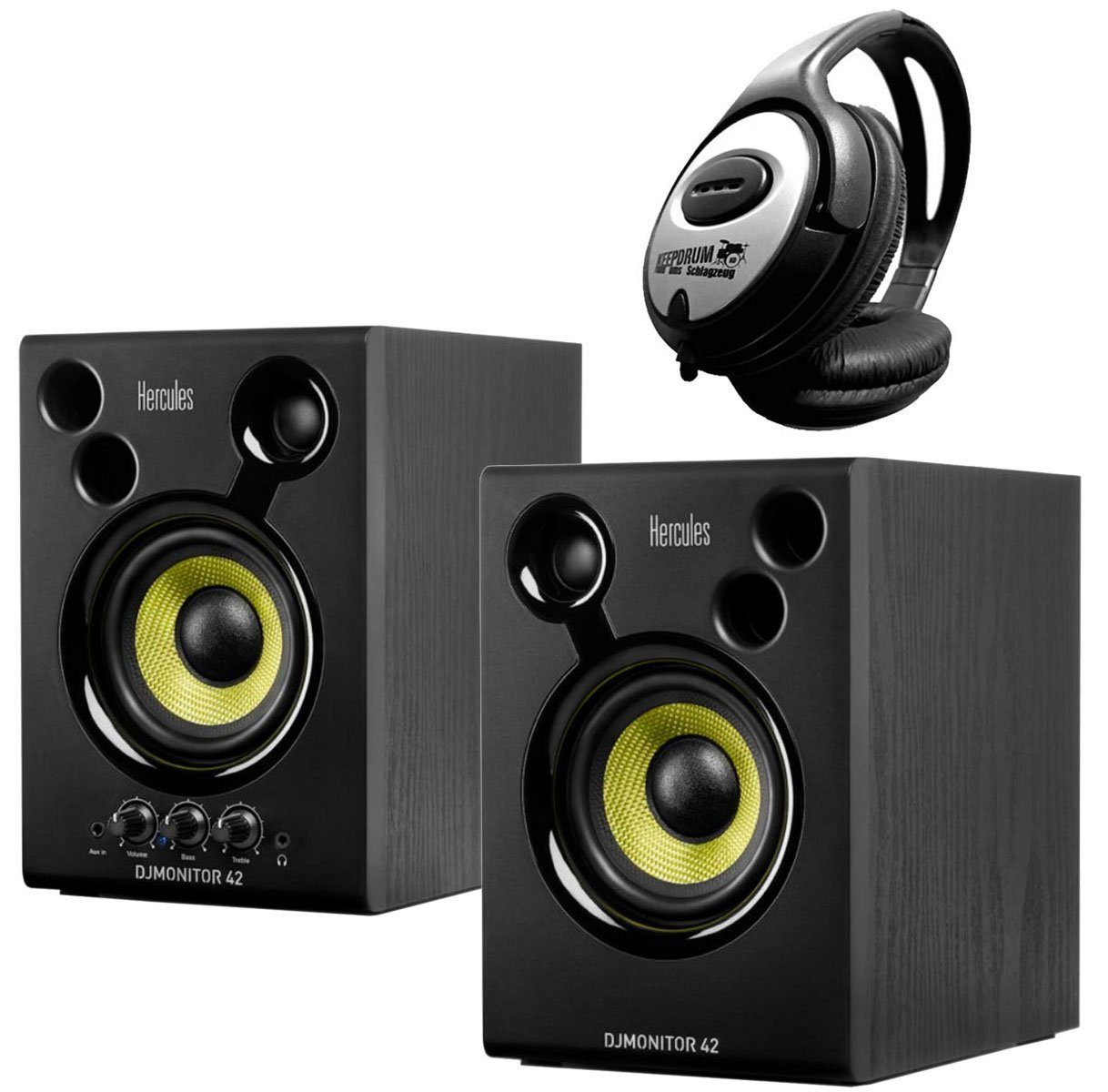 Hercules DJ Monitor 42 Monitor-Boxen mit Kopfhörer Lautsprecher