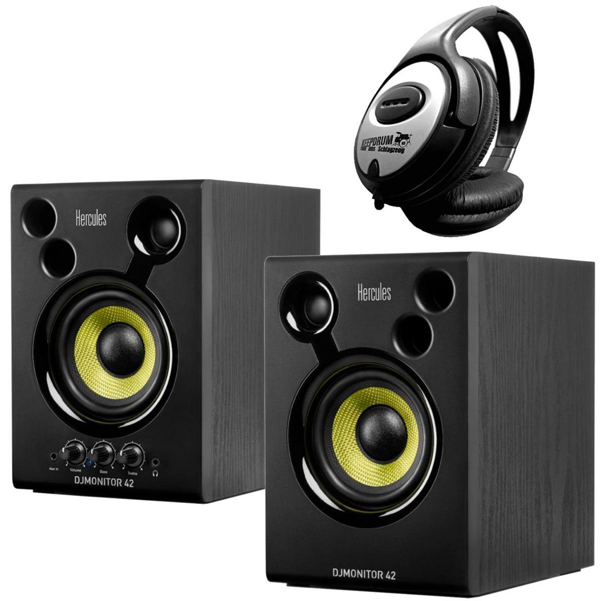 HERCULES DJ Monitor 42 Monitor-Boxen mit 40 W) ( Kabelgebunden, Lautsprecher Kopfhörer