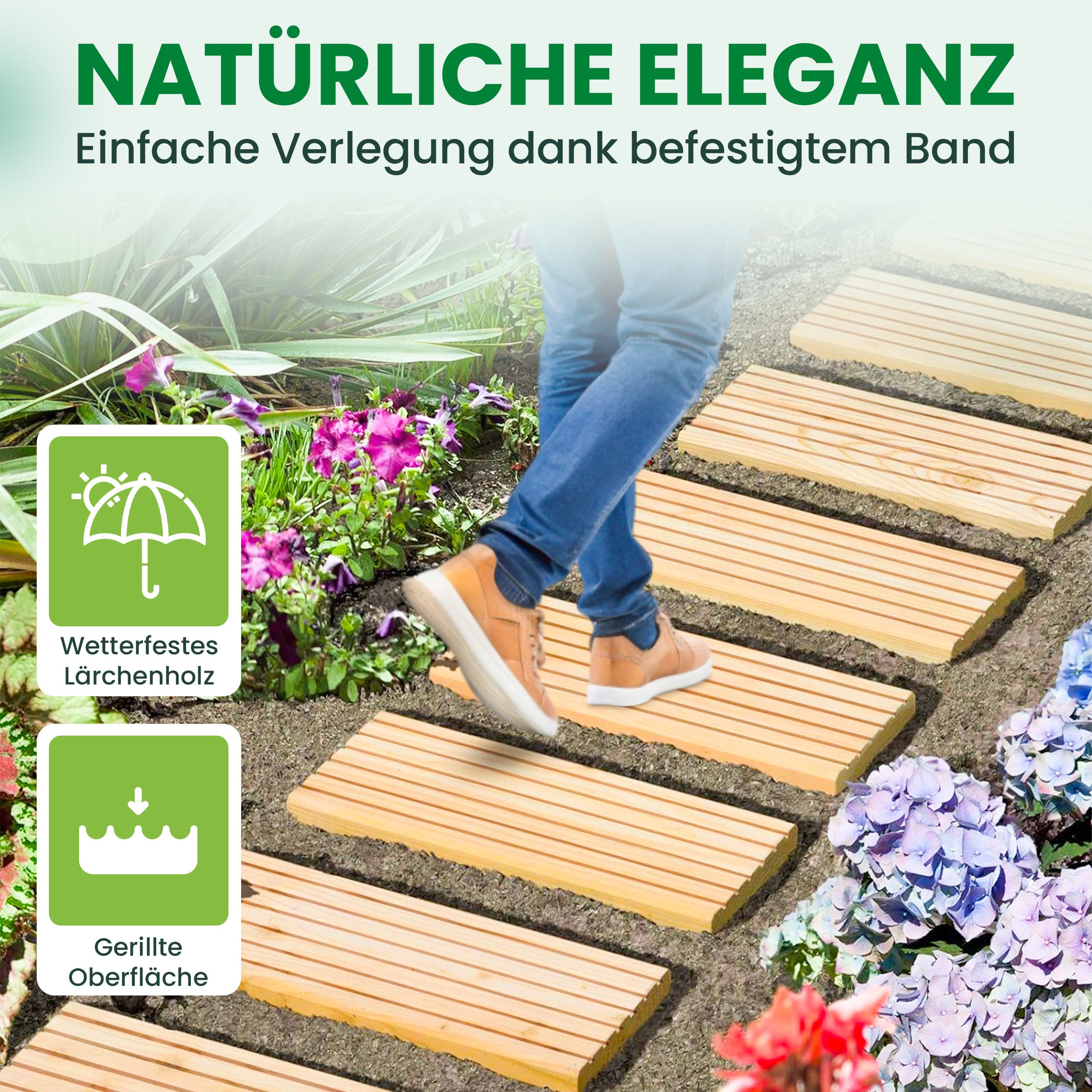 Gartenwelt Riegelsberger Holzfliesen Rollweg aus Lärche günstig online kaufen