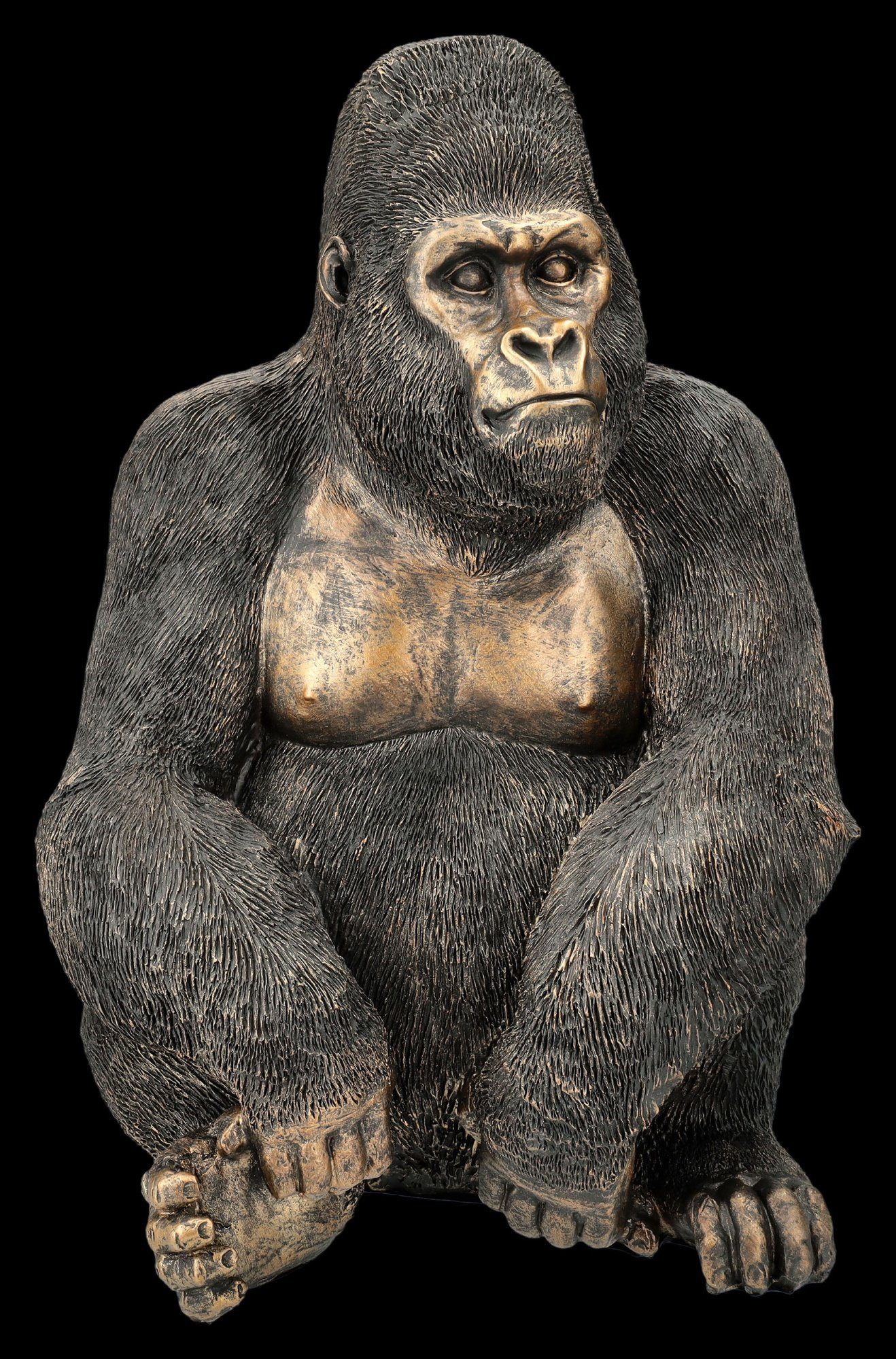 Figuren Tierfigur Affenfigur Gorilla GmbH Shop - bronzefarben Deko Tierfigur sitzend Affe - Figur