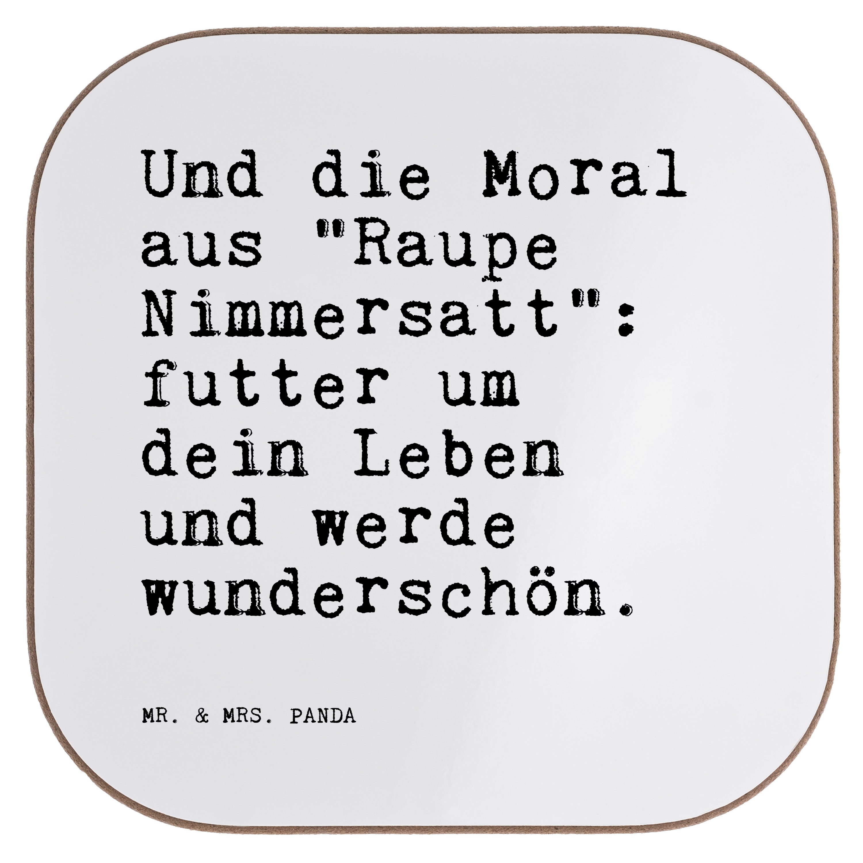 Mr. & Mrs. Panda Getränkeuntersetzer »Und die Moral aus... Weiß